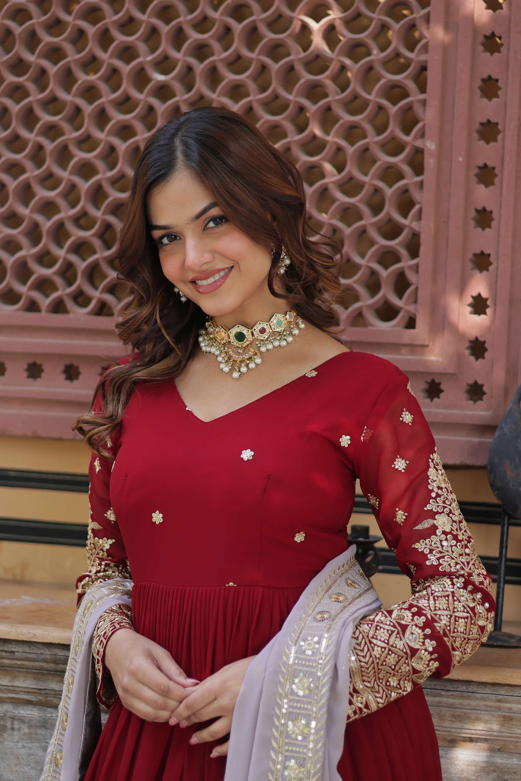 KA 1148 GEORGETTE SEQUENCE DESIGNER WORK PARTY WEAR GOWN WITH DUPATTA SET 