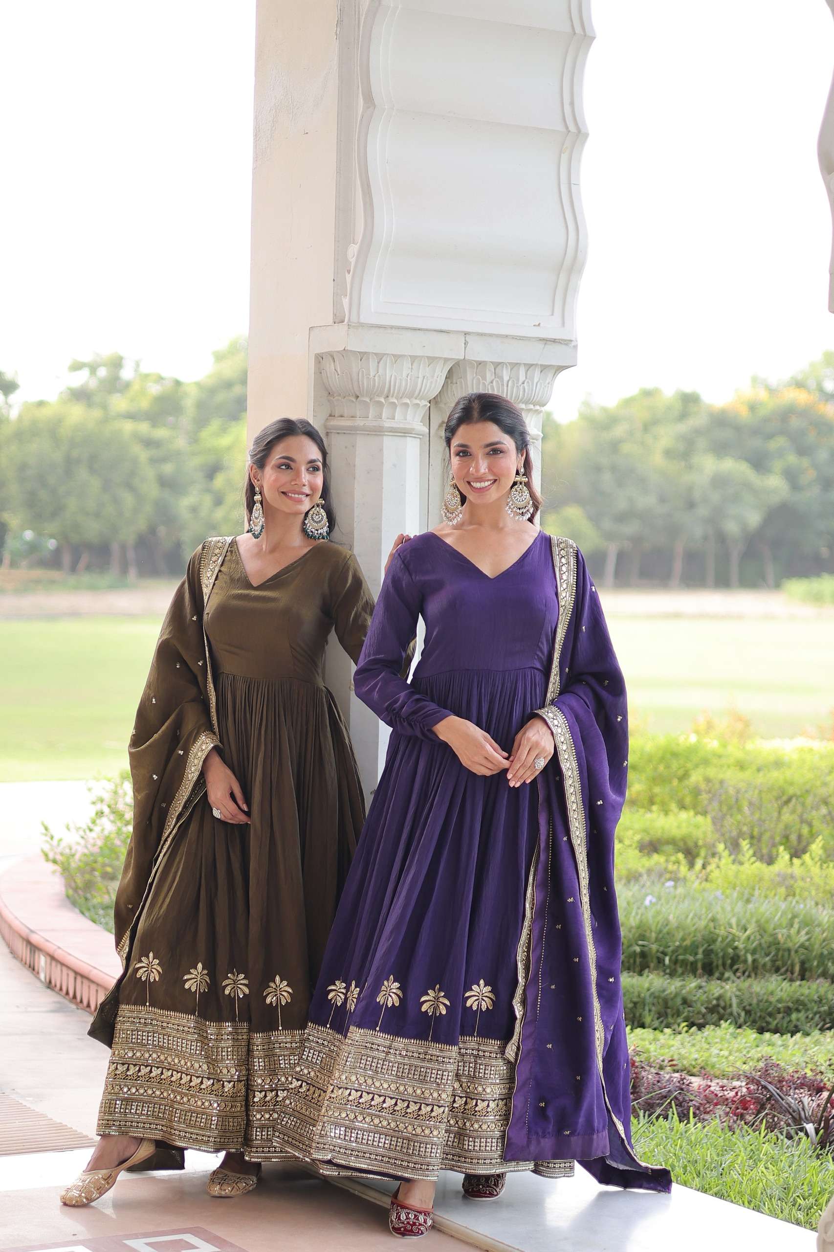 KA 1218 SILK SEQUENCE EMBROIDERY DESIGNER WORK PARTY WEAR GOWN WITH DUPATTA SET 