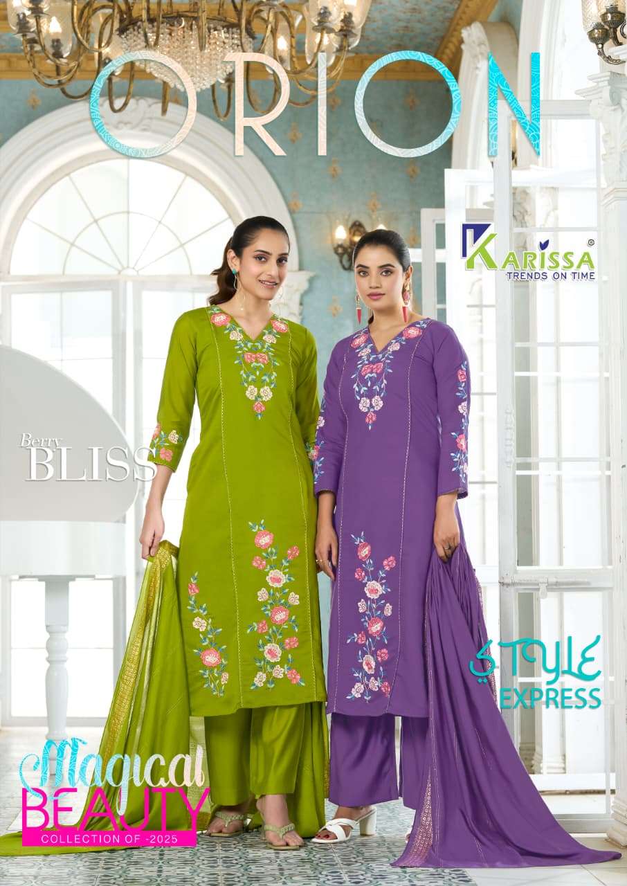 KARISSA ORION VISCOSE BEAUTIFUL DESIGNER WORK LADIES 3PIECE SET COLLECTION 