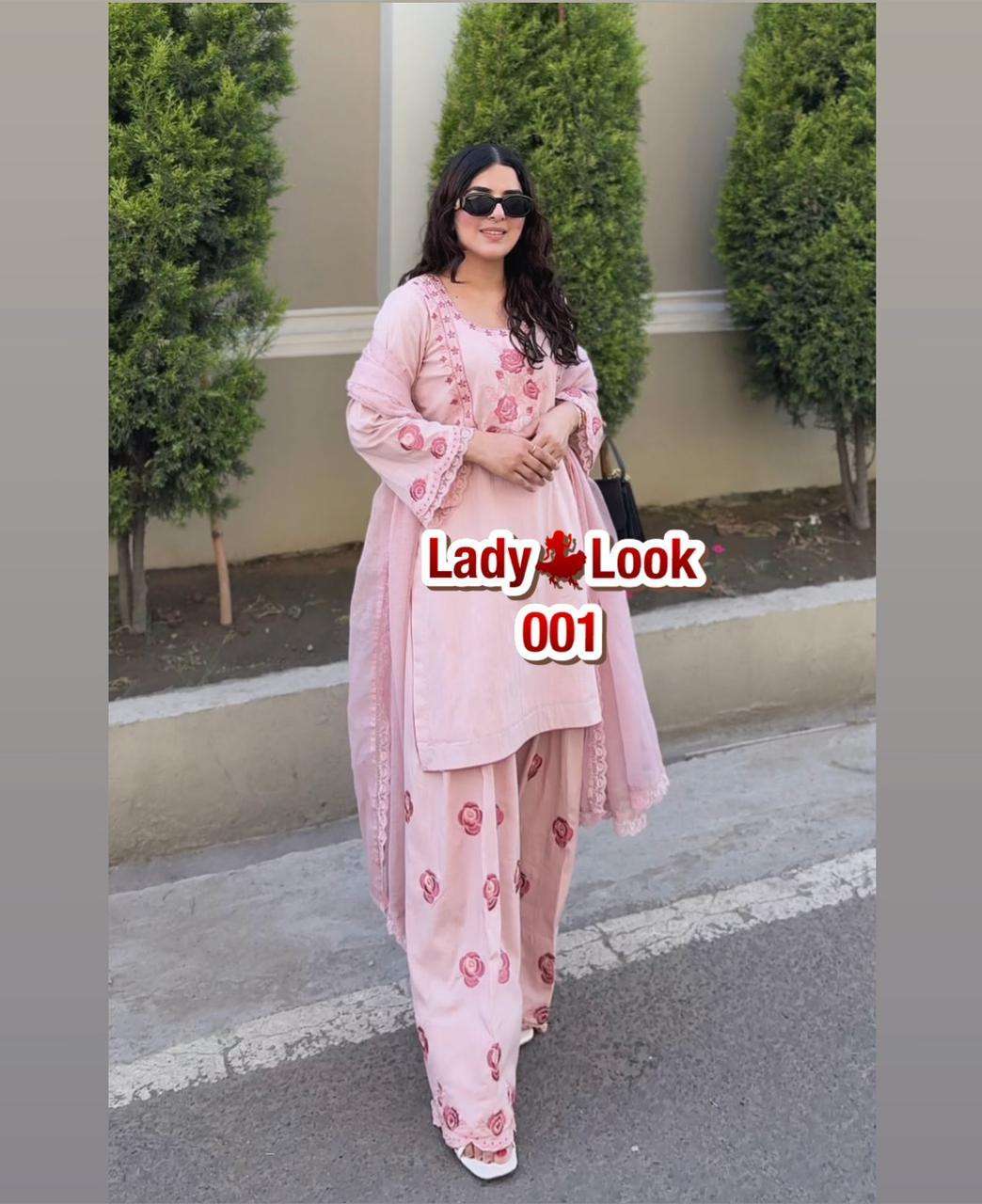 LADY LOOK 001 FANCY EMBROIDERY DESIGNER WORK READY MADE LADIES SUIT