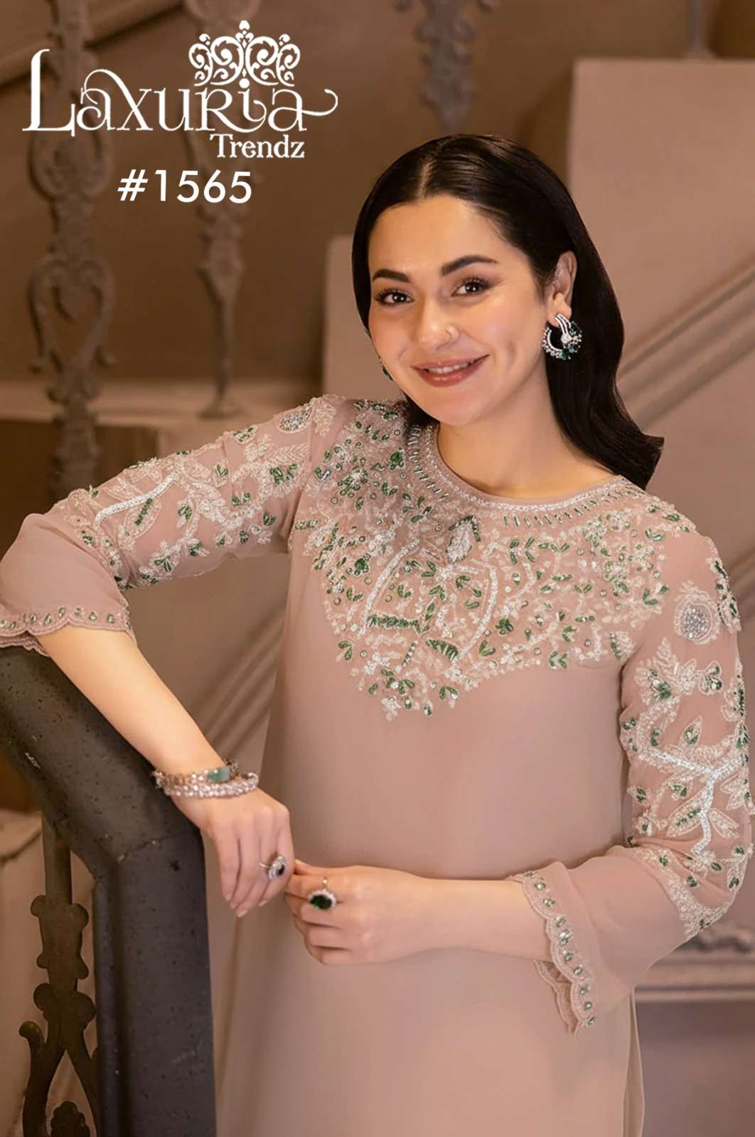 LAXURIA TRENDZ D NO 1565 SATIN EMBROIDERY DESIGNER WEDDING WEAR SUIT