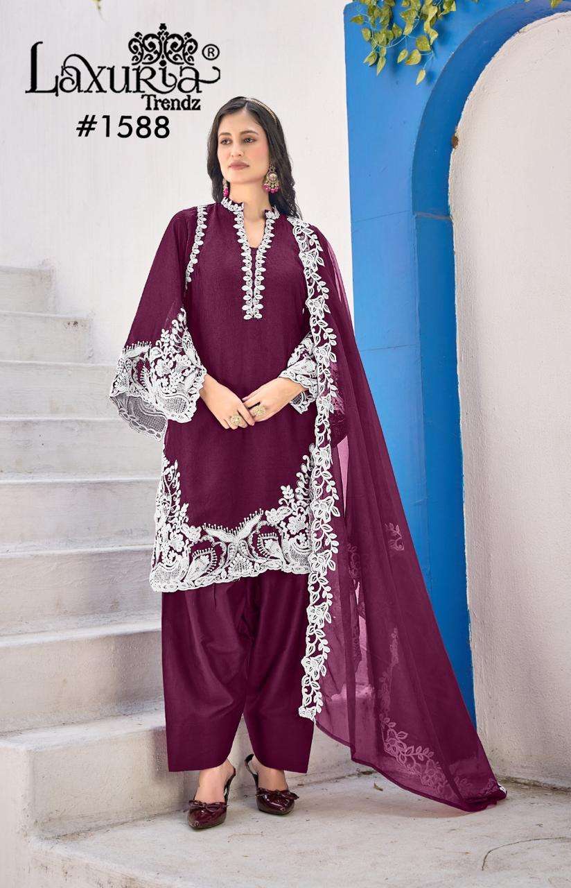 LAXURIA TRENDZ D NO 1588 SILK HEAVY EMBROIDERD DESIGNER PAKISTANI SUIT