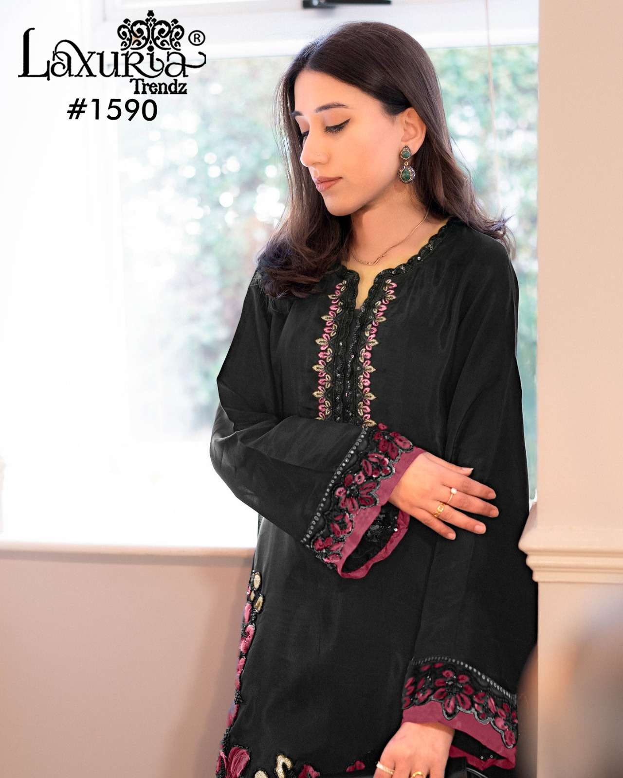 LAXURIA TRENDZ D NO 1590 SILK BEAUTIFUL DESIGNER PAKISTANI STYLE LADIES SUIT