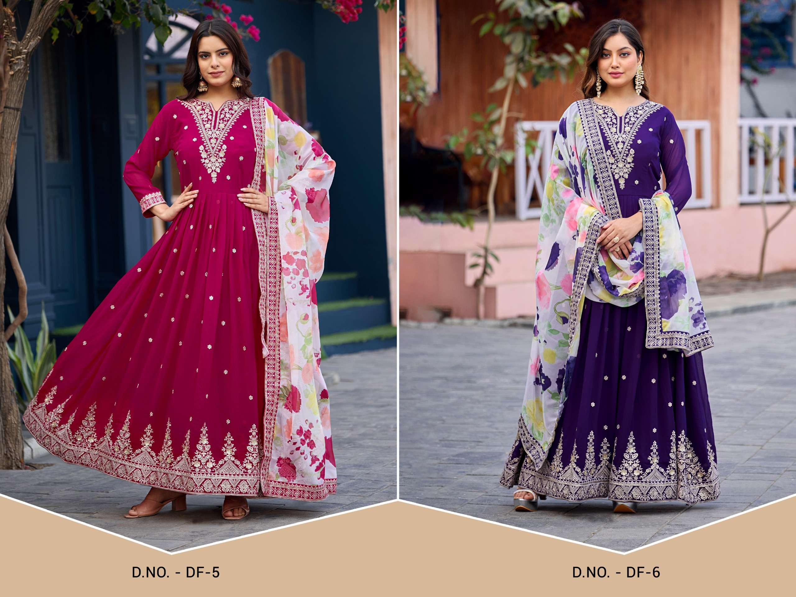 MF DF 5 & 6 GEORGETTE DESIGNER PARTY WEAR GOWN WITH DUPATTA SET 