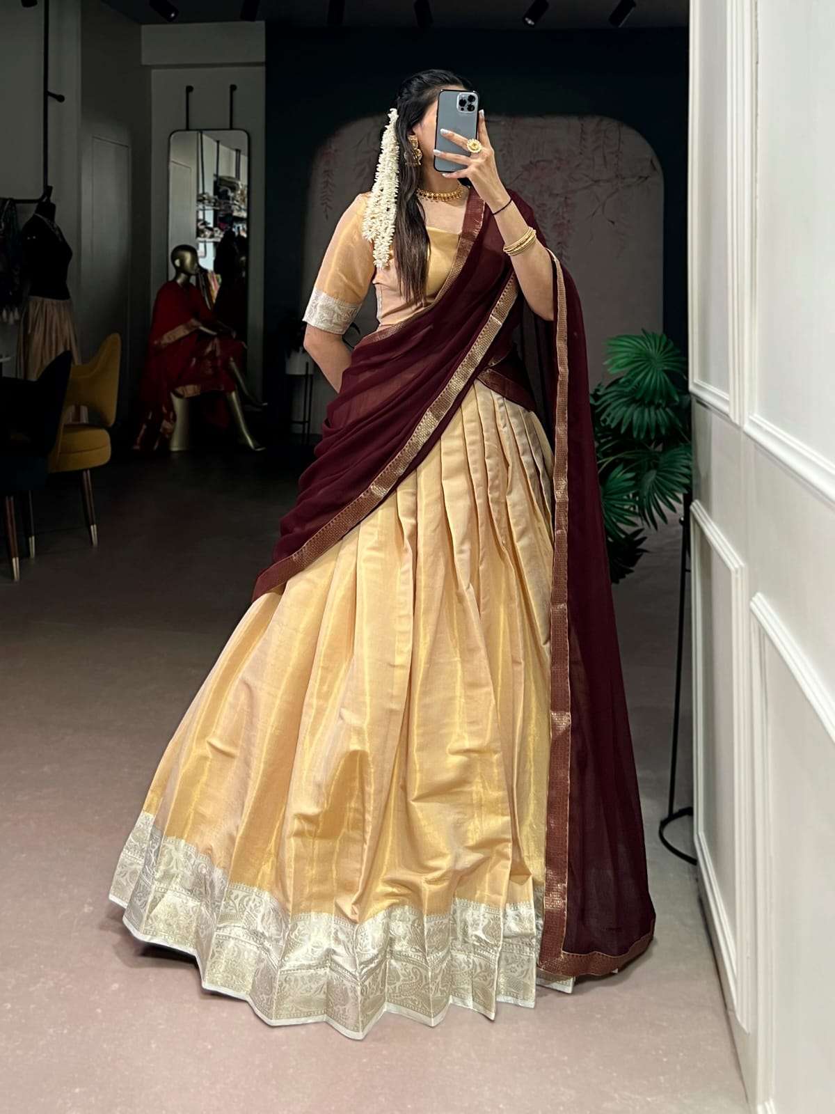 MF SUVARNA KANCHIPURAM SILK DESIGNER LEHENGA CHOLI 