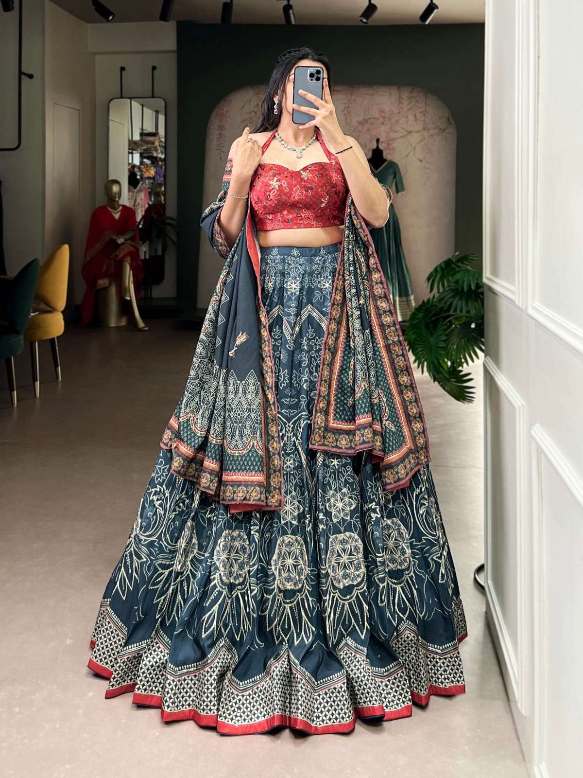MF ZYANA SILK PRINTED WITH DESIGNER WORK FESTIVE WEAR LEHENGA CHOLI 
