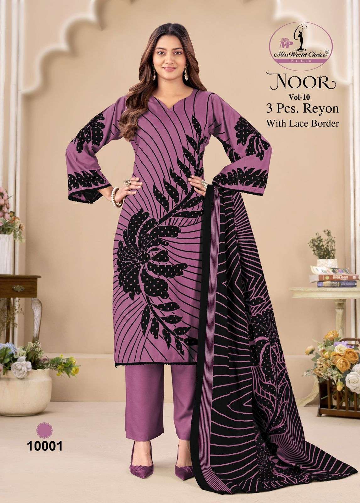 MISS WORLD CHOICE NOOR VOL 10 RAYON FANCY WORKS LADIES SALWAR SUIT