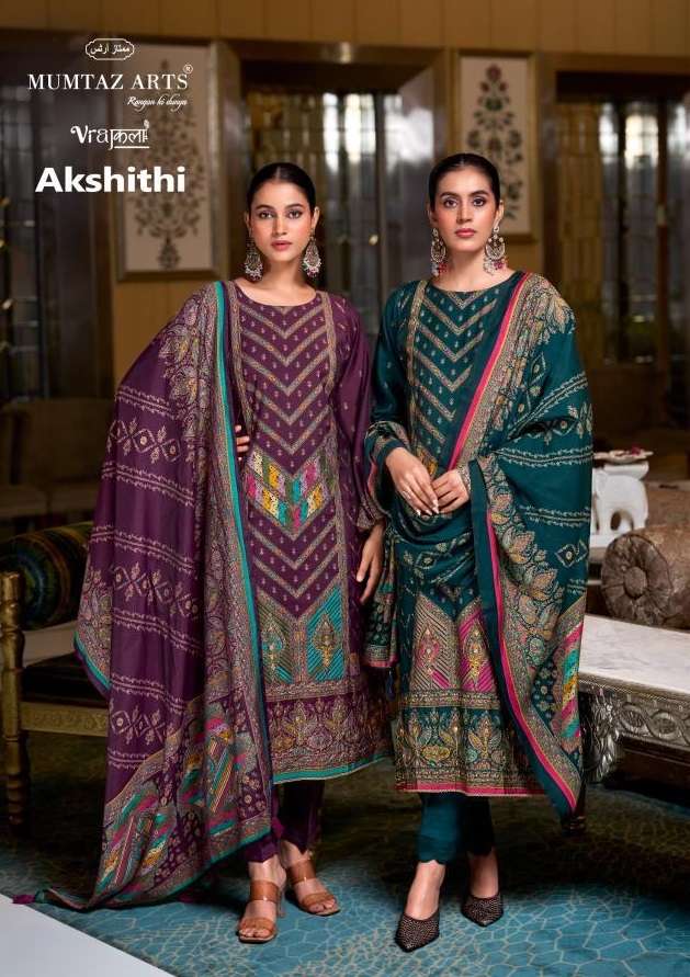 MUMTAZ ARTS AKSHITHI MUSLIN DIGITAL PRINT WITH FANCY HAND WORKS SUIT