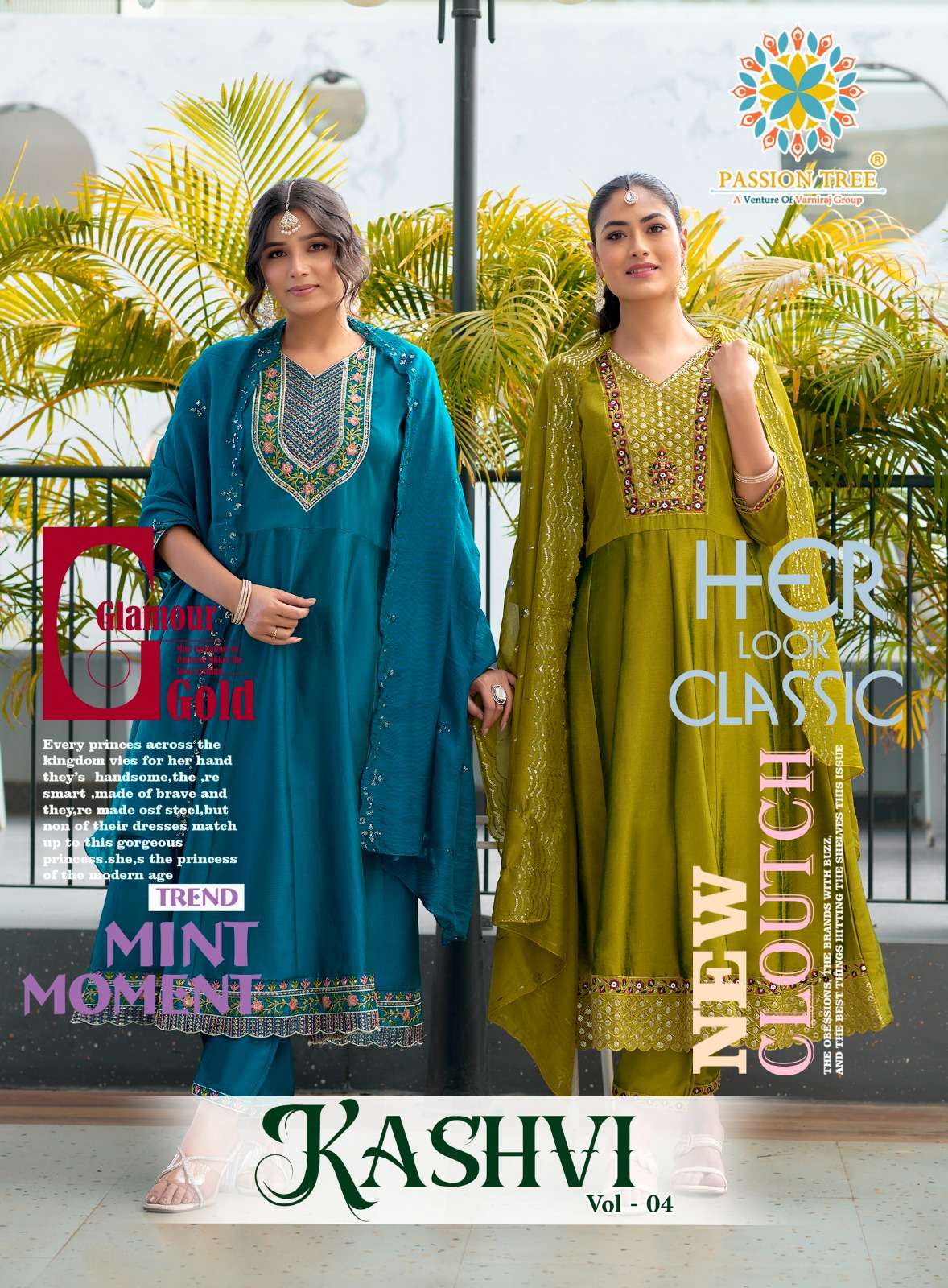 PASSION TREE KASHVI VOL 4 SILK DESIGNER FANCY ANARKALI STYLE LADIES KURTI WITH BOTTOM AND DUPATTA SET 