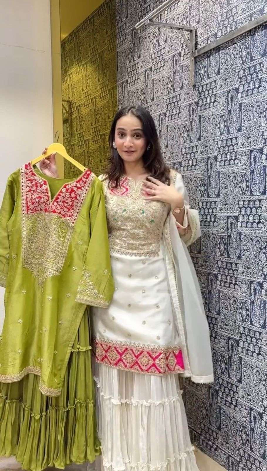 PD 1082 SILK EMBROIDERY DESIGNER LOOK PARTY WEAR LADIES SHARARA SUIT