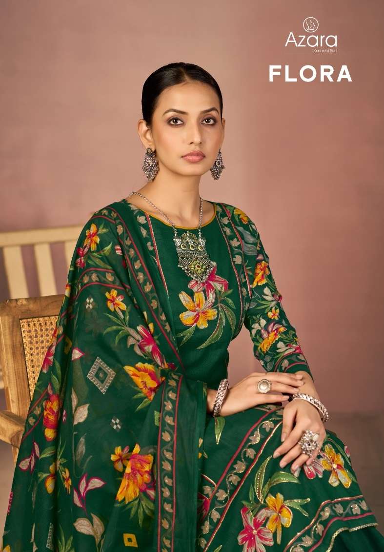 RADHIKA FASHION AZARA FLORA LAWN COTTON PRINT WITH FANCY WORK SUIT