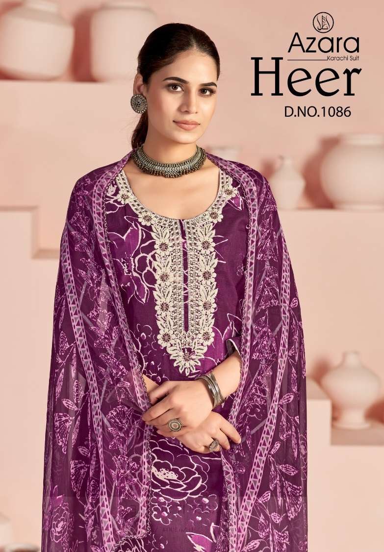 RADHIKA FASHION AZARA HEER COTTON DESIGNER PRINT WITH FANCY WORK SUIT