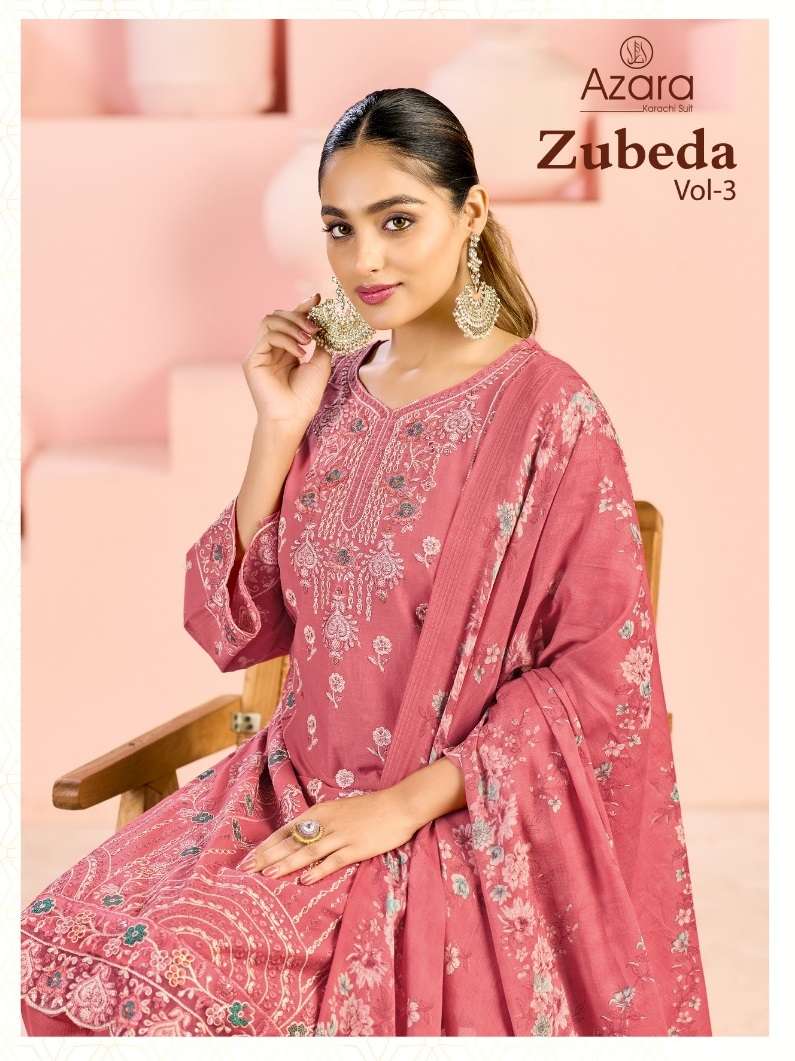 RADHIKA FASHION AZARA ZUBEDA VOL 3 LAWN COTTON FANCY EMBROIDERY WORK SUIT