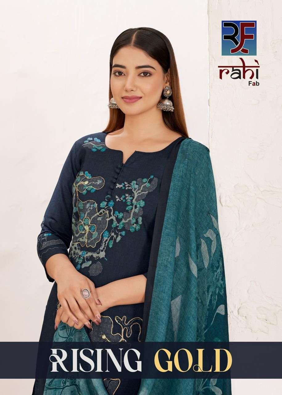 RAHI FAB RISING GOLD VOL 1 COTTON PRINTED WITH FANCY WORK SUIT