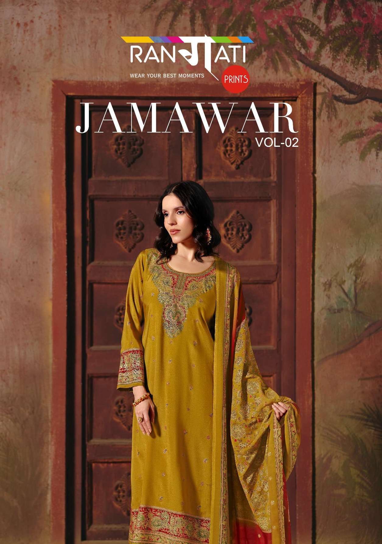 RANGATI PRINTS JAMAWAR VOL 2 VISCOSE DESIGNER WORK LADIES SUIT
