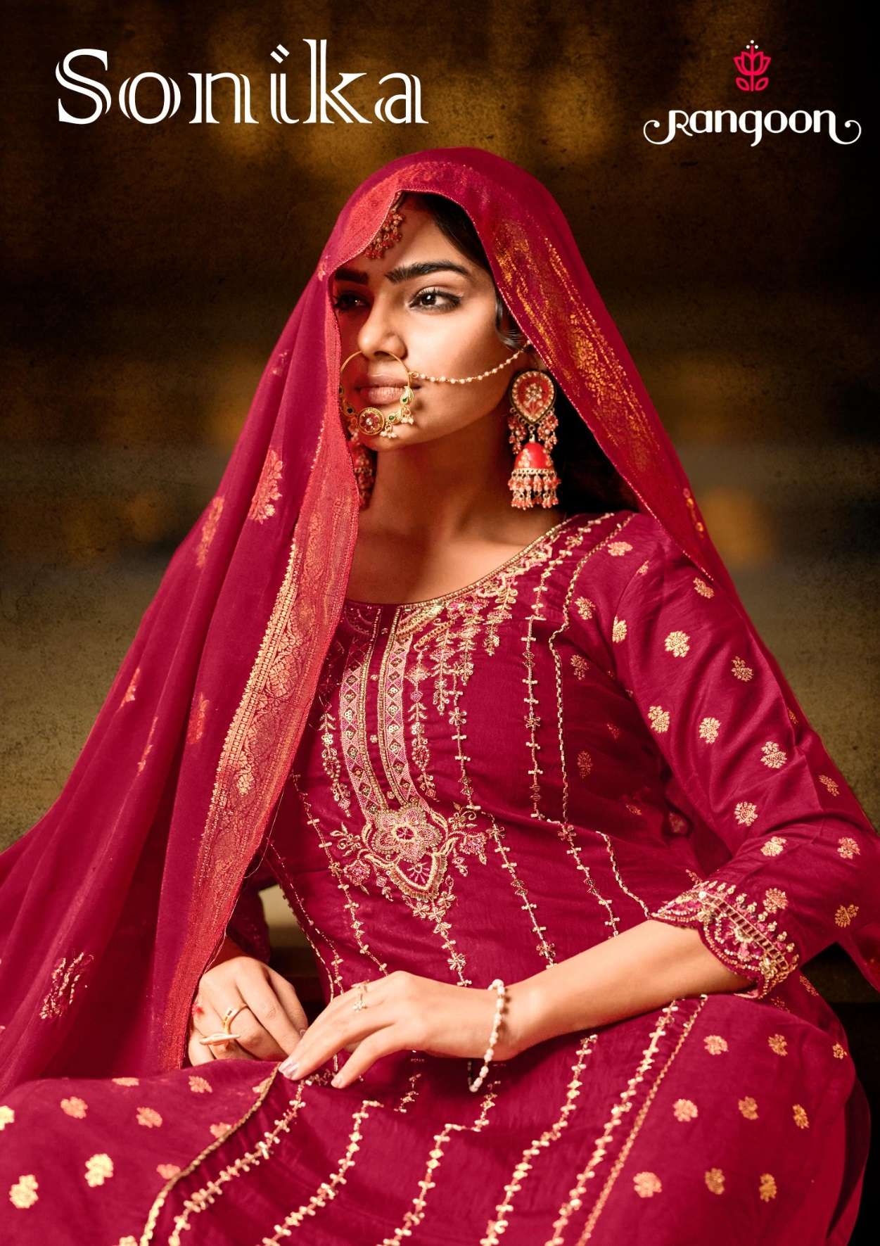 RANGOON SONIKA JACQUARD DESIGNER WORK READY MADE LADIES SUIT