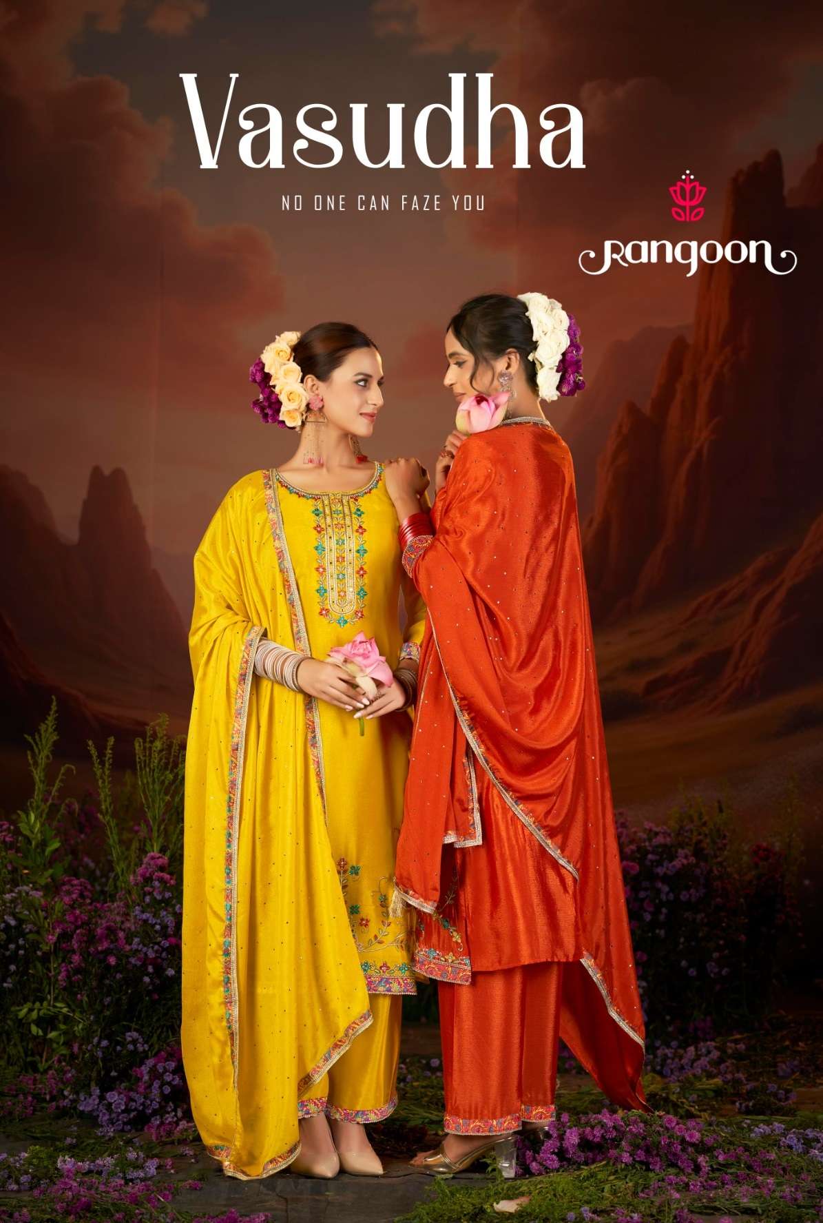 RANGOON VASUDHA FANCY EMBROIDERY DESIGNER WORK READY MADE LADIES SUIT