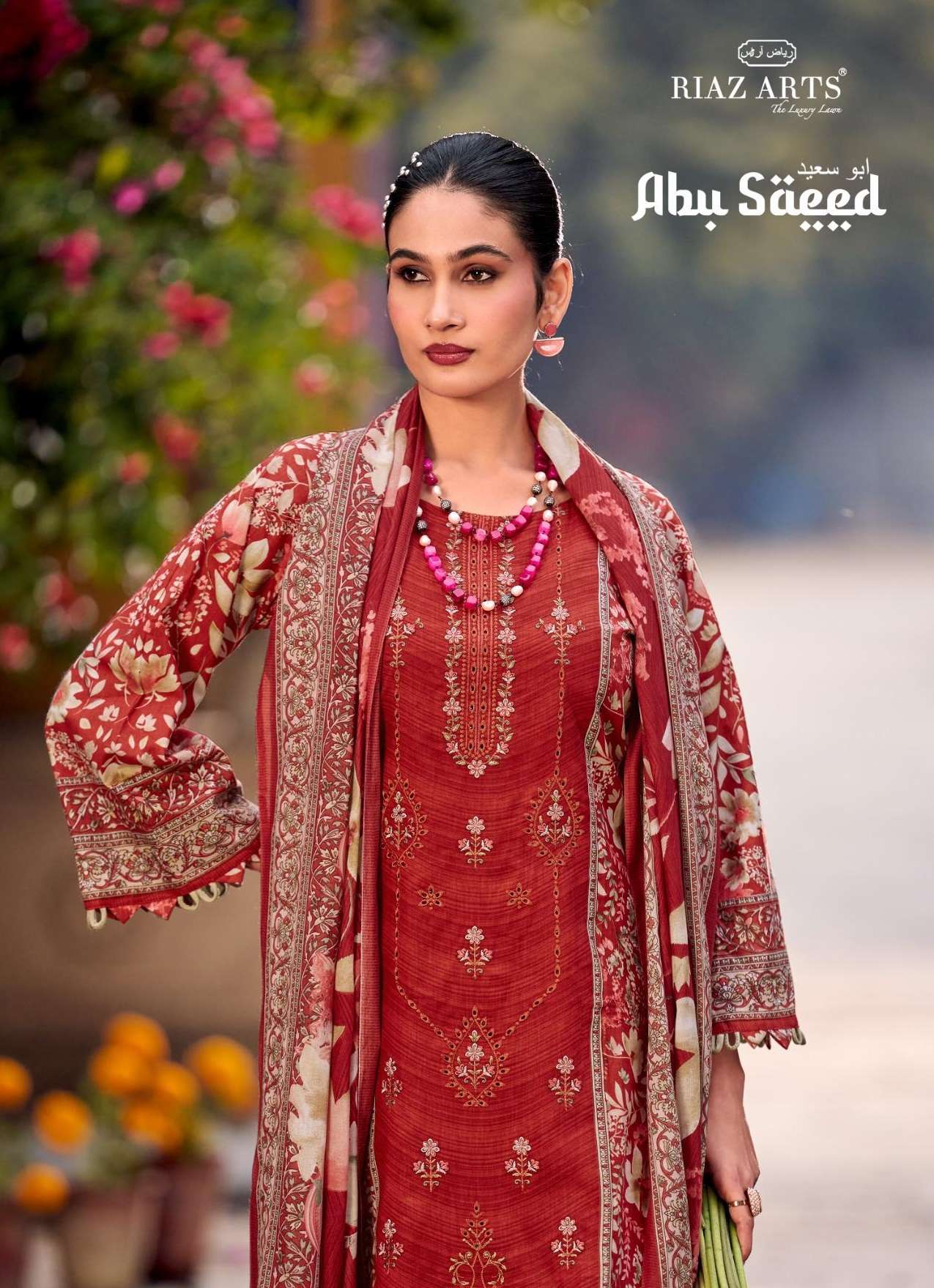 RIAZ ARTS ABU SAEED LAWN COTTON DIGITAL PRINT WITH EMBROIDERY SUIT