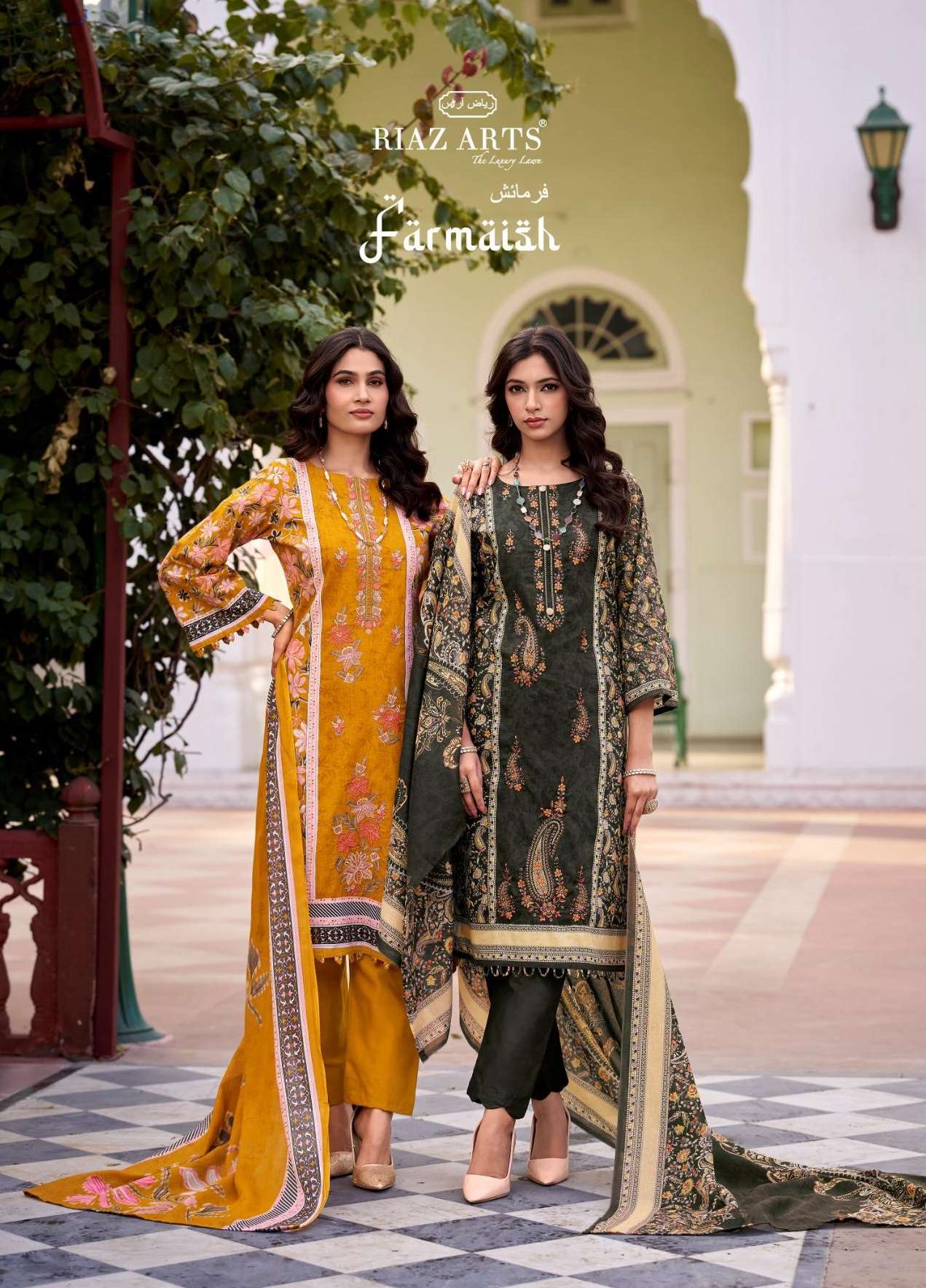 RIAZ ARTS FARMAISH LAWN COTTON DIGITAL PRINT WITH FANCY EMBROIDERY WORK SUIT