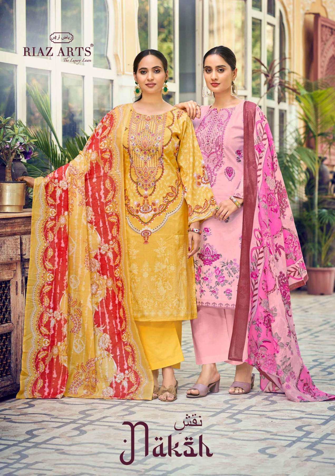 RIAZ ARTS NAKSH LAWN COTTON PRINT WITH FANCY WORK SUIT