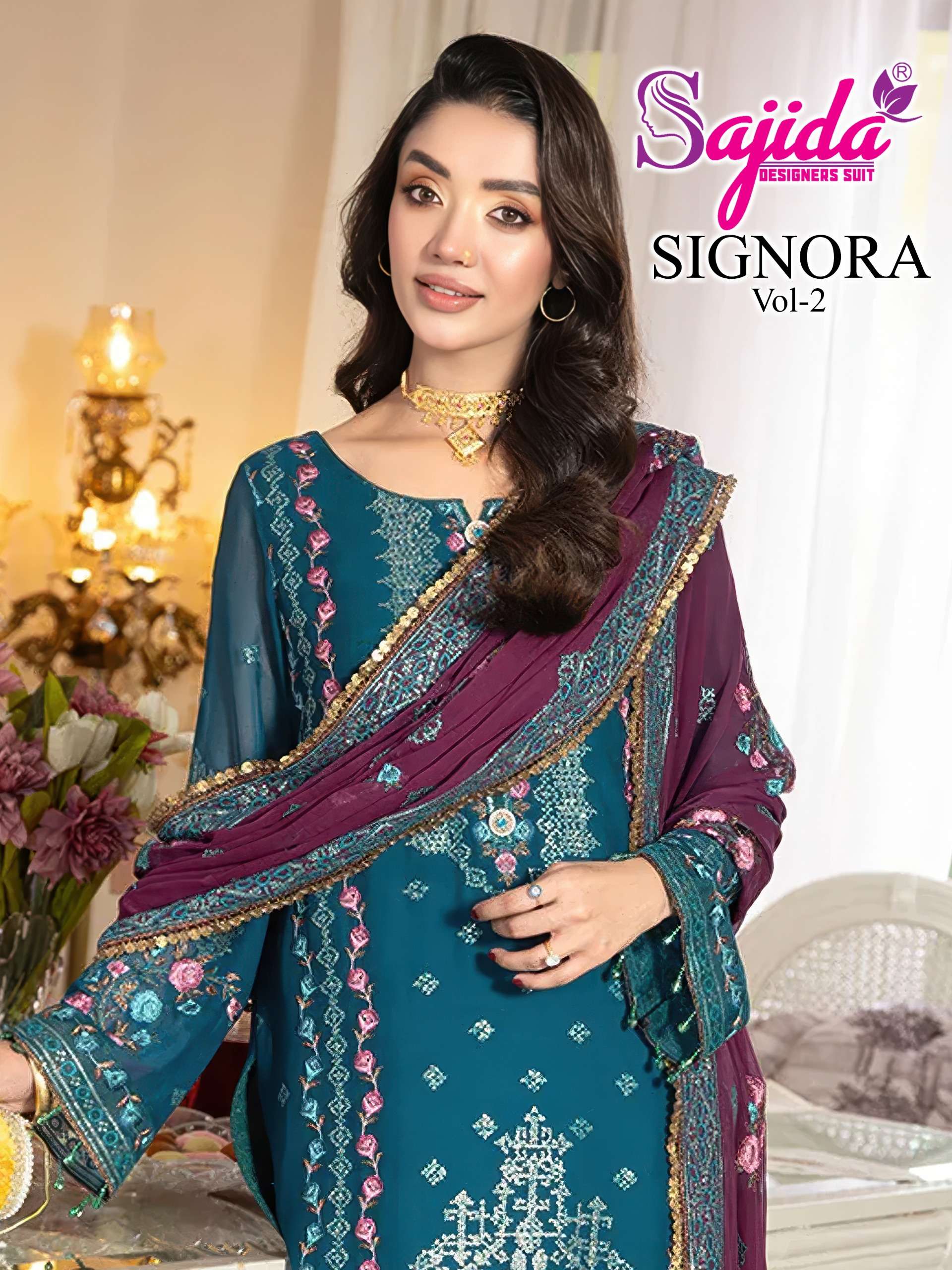 SAJIDA DESIGNER SIGNORA VOL 2 GEORGETTE WITH HEAVY EMBROIDERED SUIT