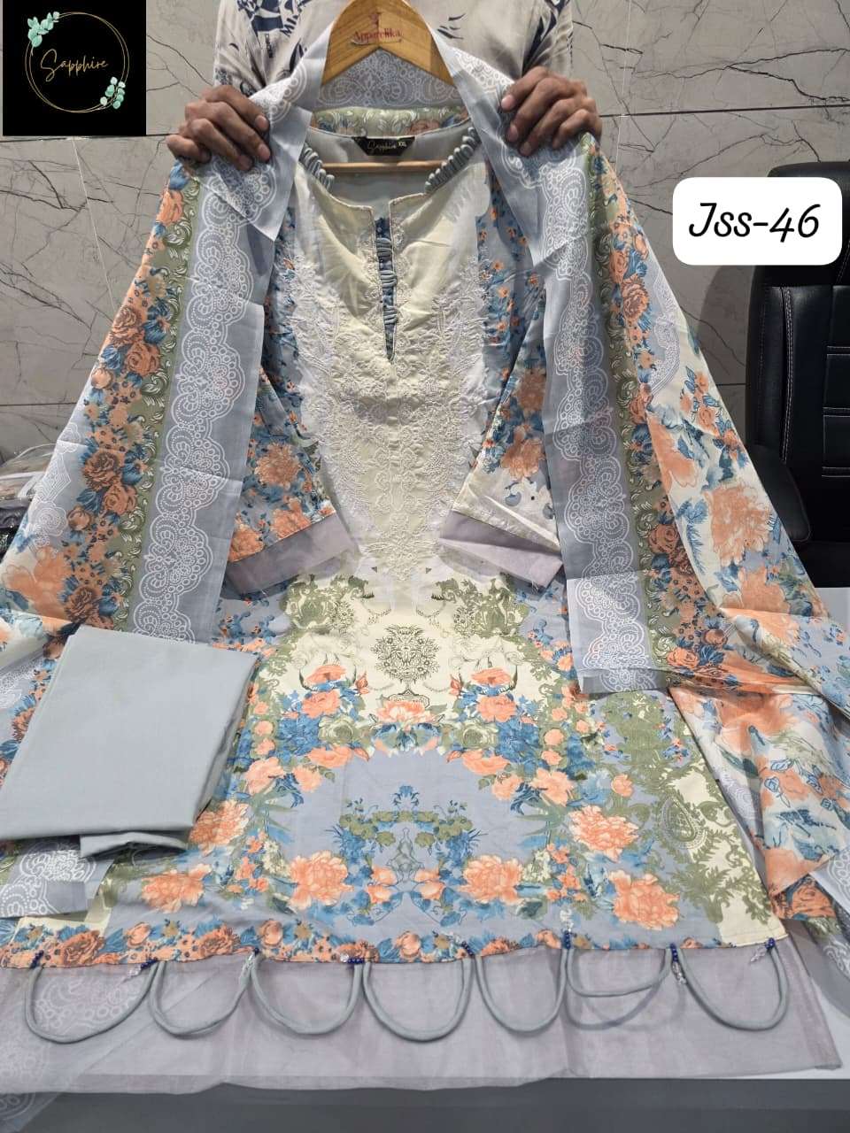 SAPPHIRE JAZMIN SS VOL 46 LAWN COTTON EMBROIDERY DESIGNER PAKISTANI SALWAR KAMEEZ 