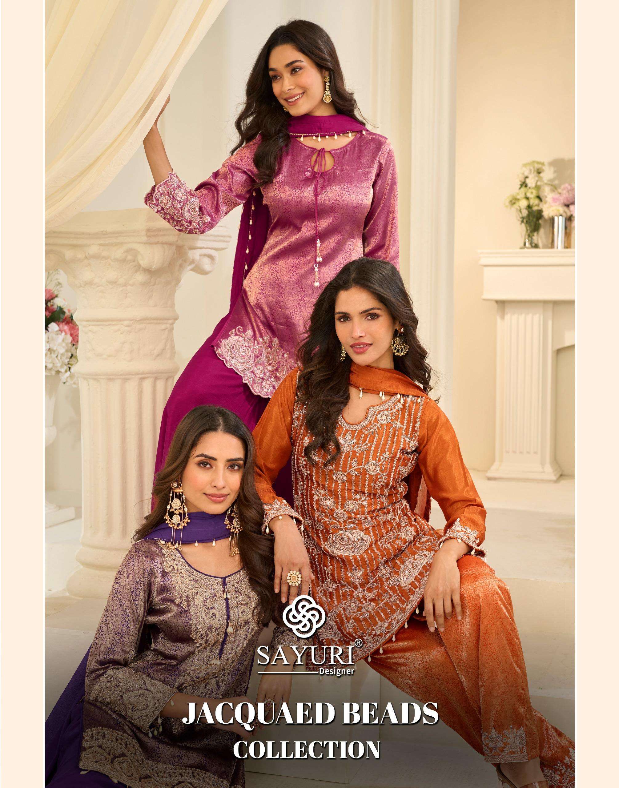 SAYURI DESIGNER JACQUARD BEADS COLLECTION VISCOSE HEAVY DESIGNER WEDDING WEAR SUIT