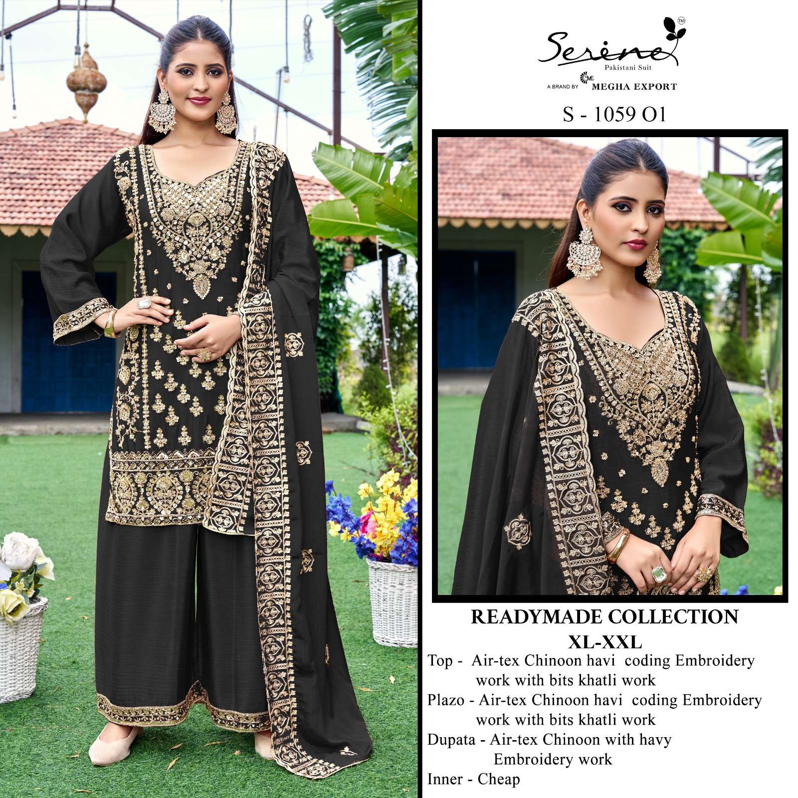 SERINE S 1059 CHINON HEAVY EMBROIDERY DESIGNER FESTIVE WEAR PAKISTANI SUIT