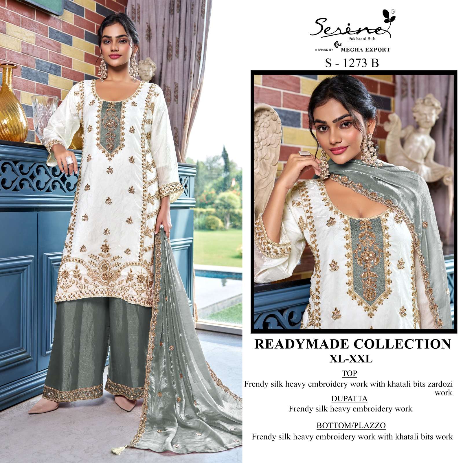 SERINE S 1273 SILK HEAVY EMBROIDERY DESIGNER WEDDING WEAR PAKISTANI SUIT