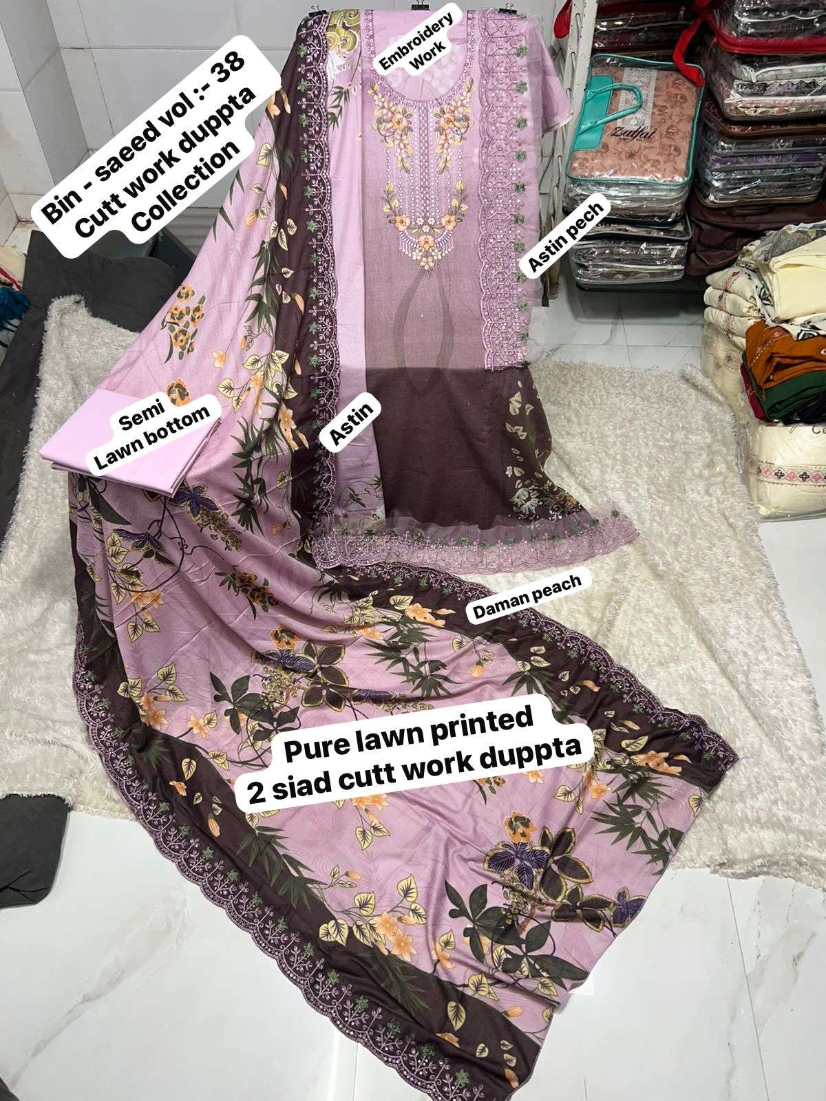 SF BIN SAEED VOL 38 LAWN COTTON FANCY WORK SALWAR KAMEEZ