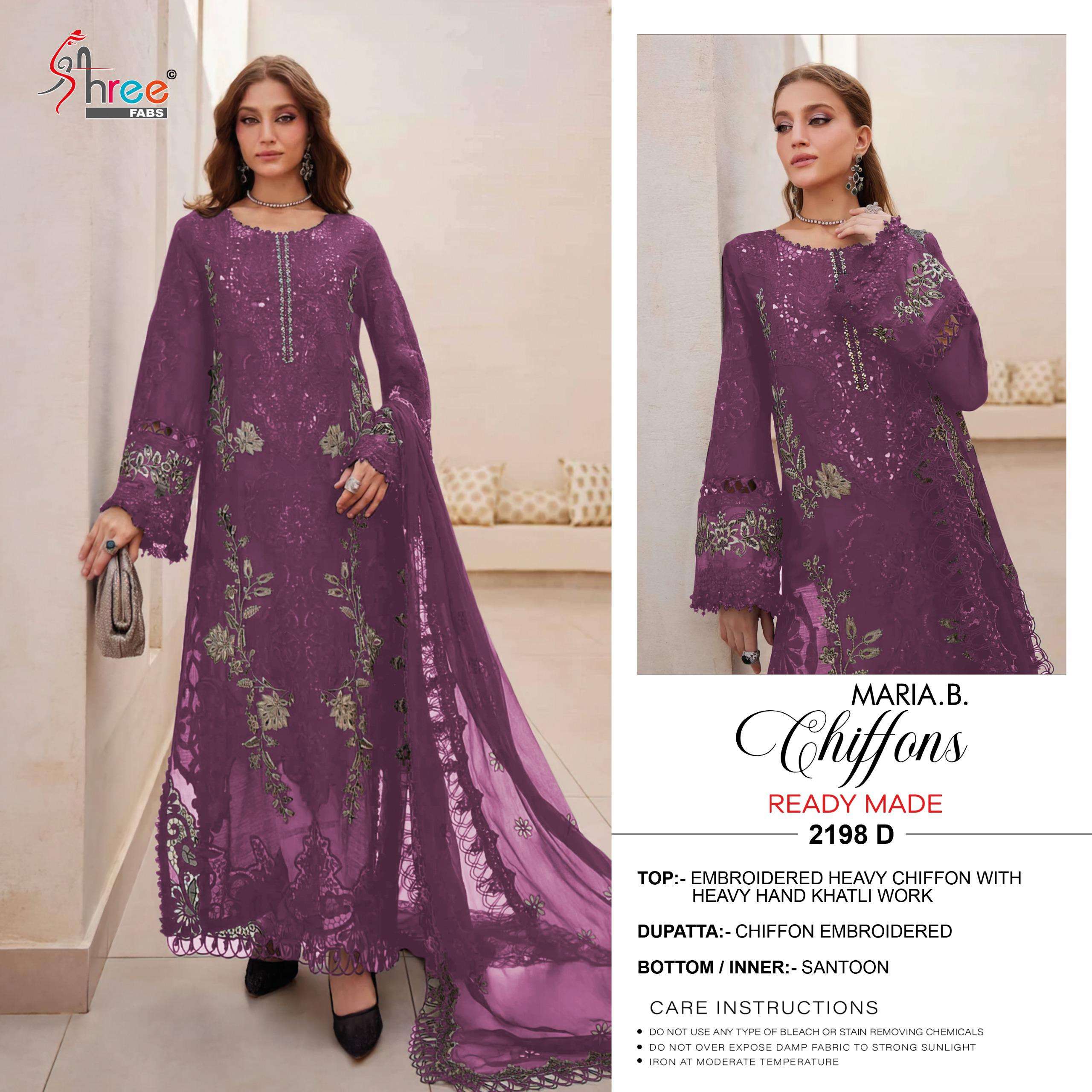 SHREE FABS D NO 2198 HEAVY EMBROIDERED DESIGNER READY MADE PAKISTANI SUIT