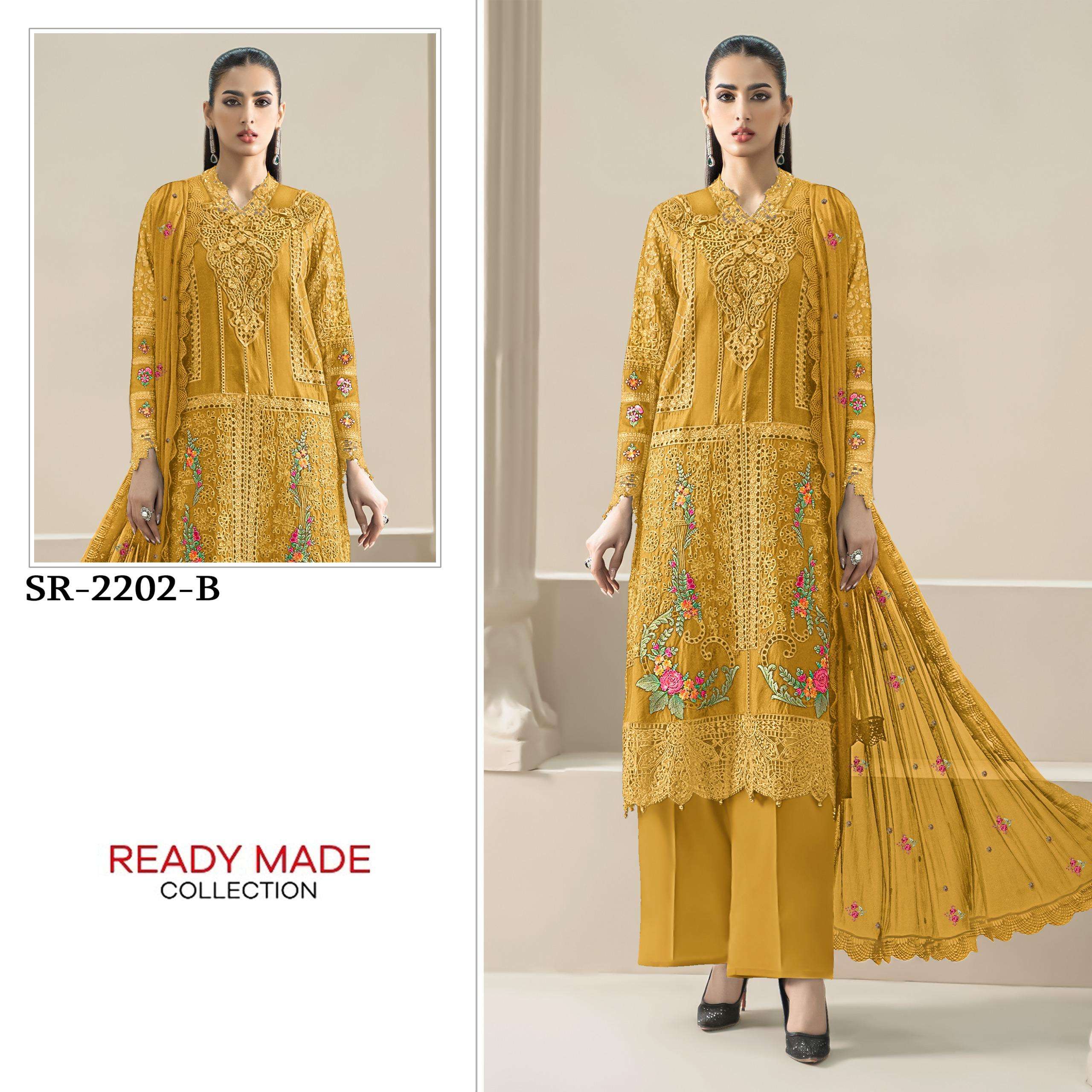 SHREE FABS D NO 2202 CHIFFON HEAVY EMBROIDERED DESIGNER READY MADE SUIT