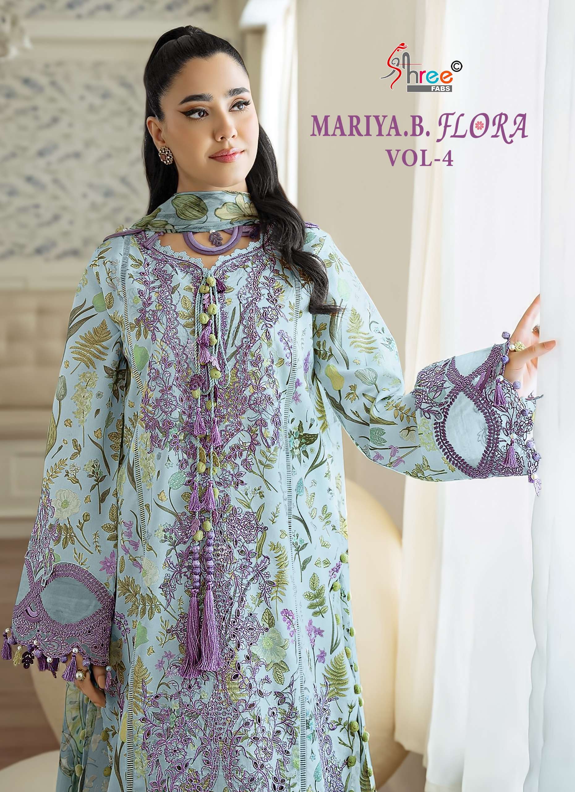 SHREE FABS MARIYA B FLORA VOL 4 COTTON PRINT WITH PATCH EMBROIDERY WORK SUIT