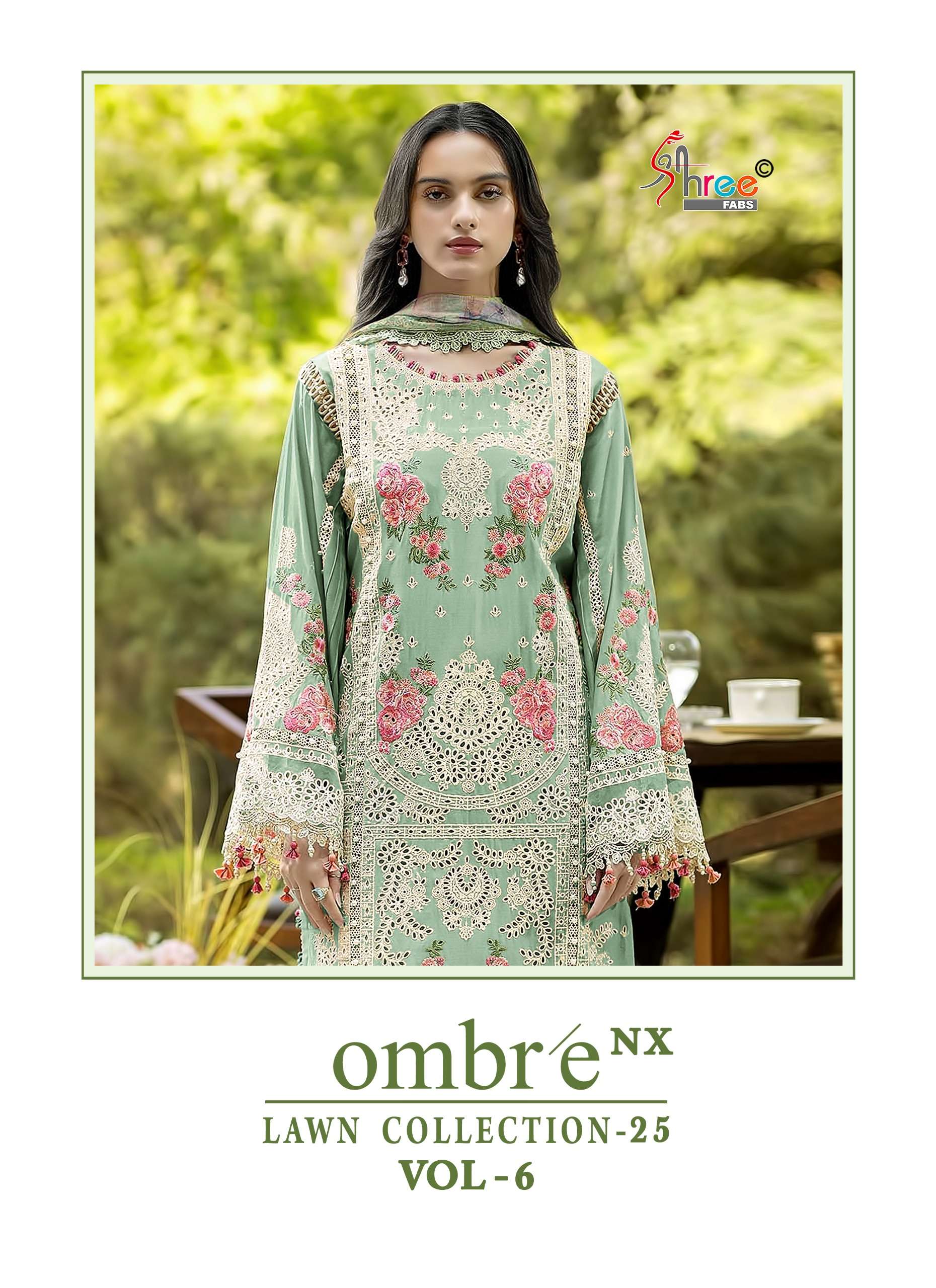 SHREE FABS OMBRE LAWN COLLECTION 25 VOL 6 NX COTTON HEAVY EMBROIDERY DESIGNER SUIT