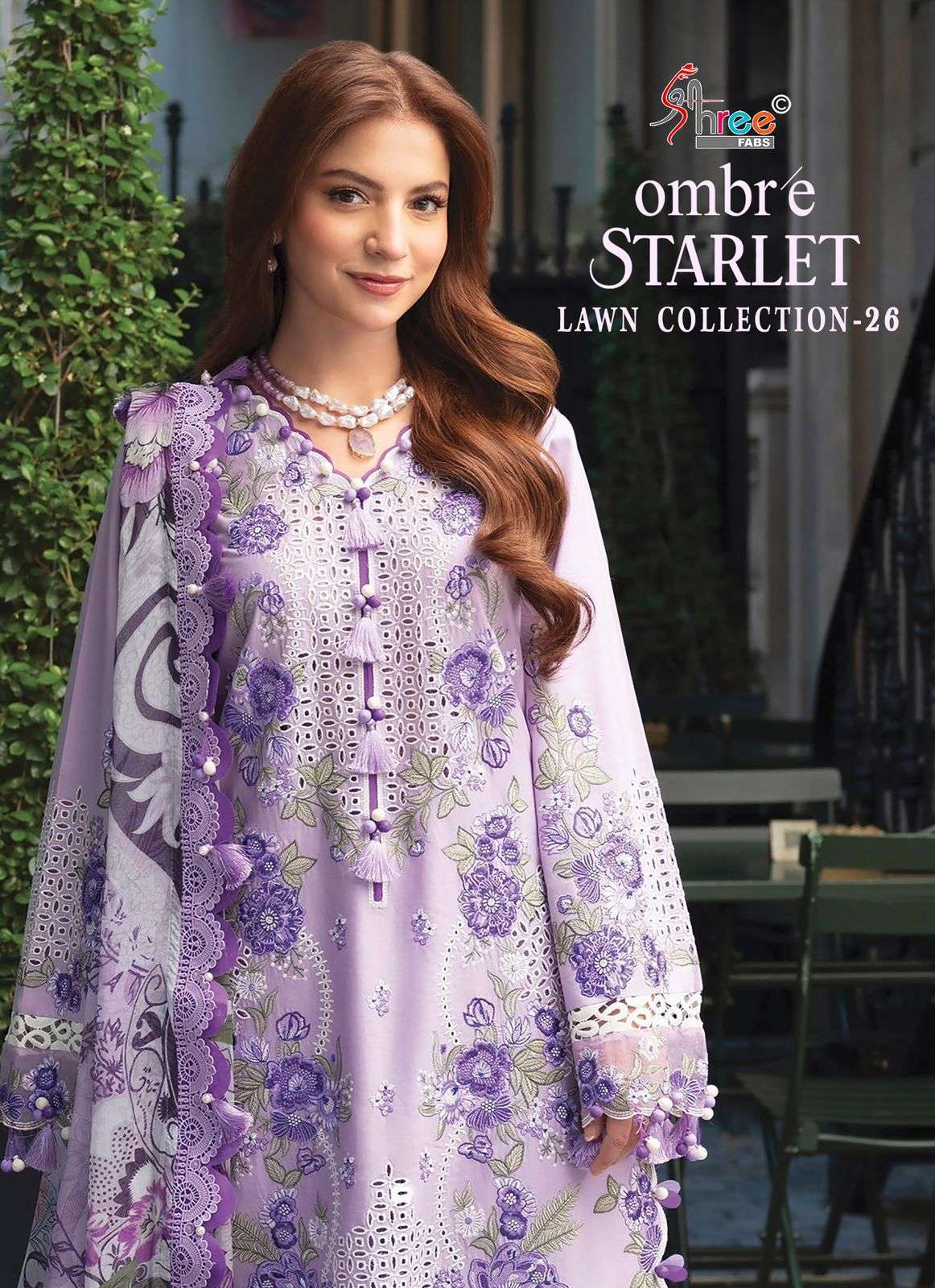 SHREE FABS OMBRE STARLET LAWN COLLECTION 26 COTTON EMBROIDERY DESIGNER PAKISTANI SUIT