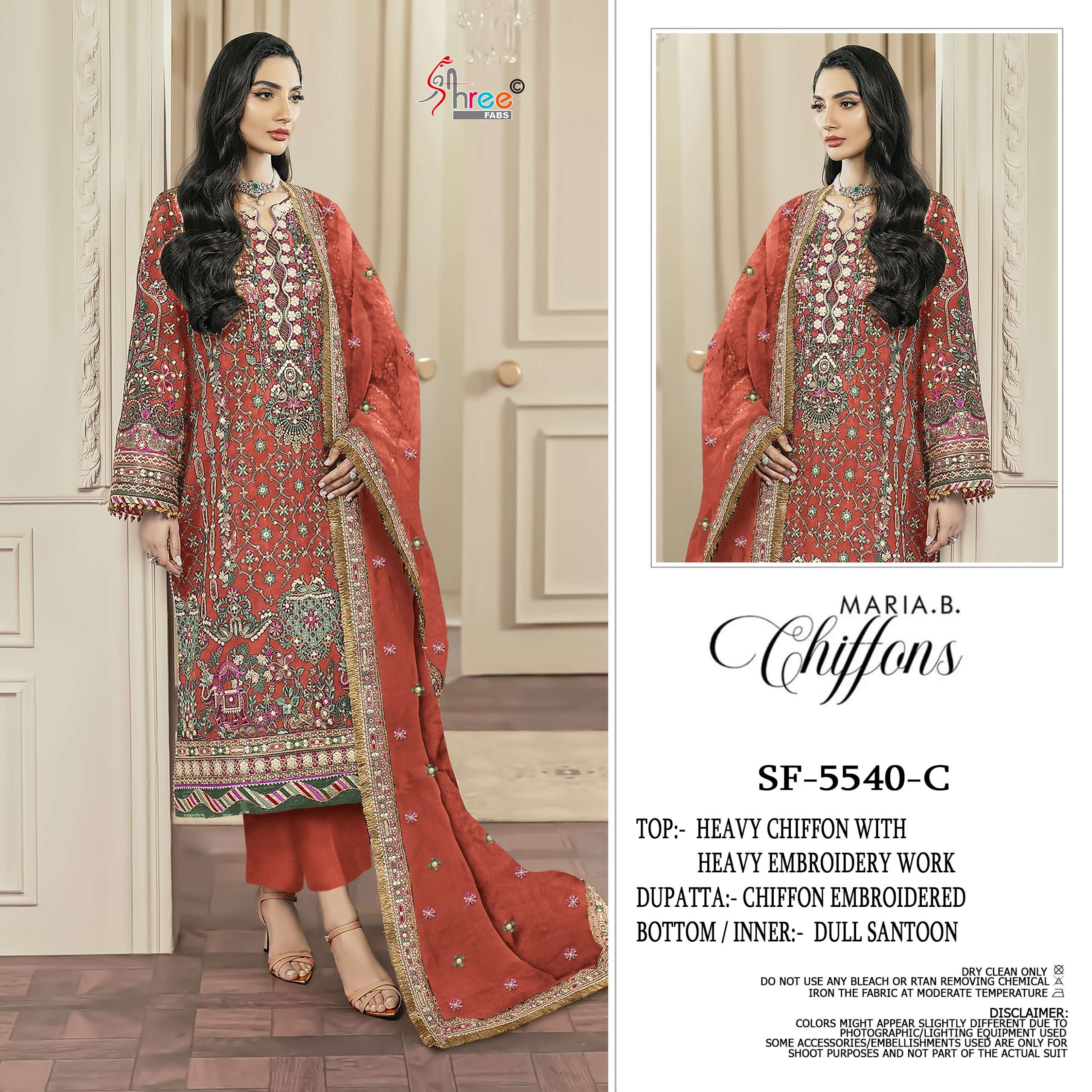 SHREE FABS SF 5540 CHIFFON HEAVY EMBROIDERED DESIGNER WEDDING WEAR PAKISTANI SUIT