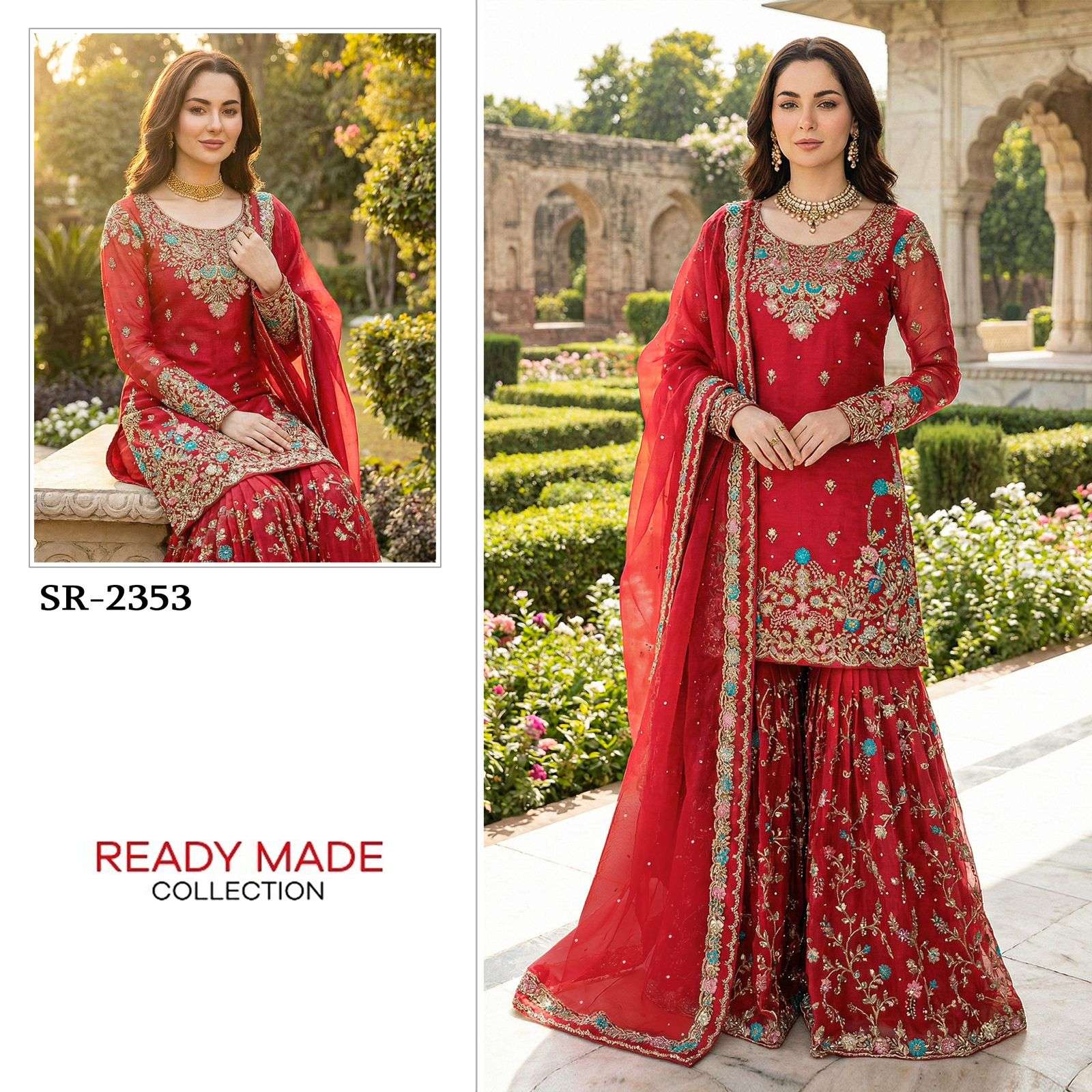 SHREE FABS SR 2353 SILK DESIGNER WEDDING WEAR SHARARA SUIT