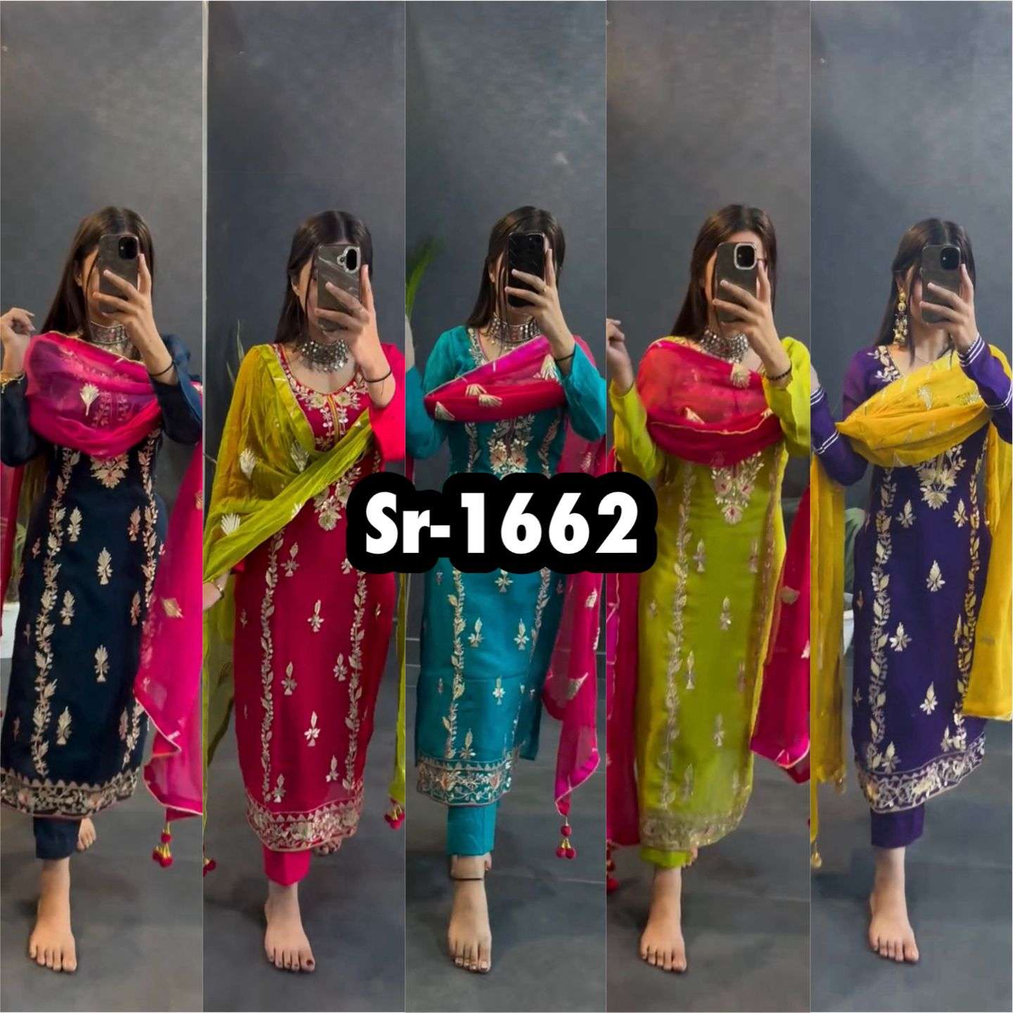 SR 1662 PARTY WEAR LOOK LADIES TOP BOTTOM AND DUPATTA SET 