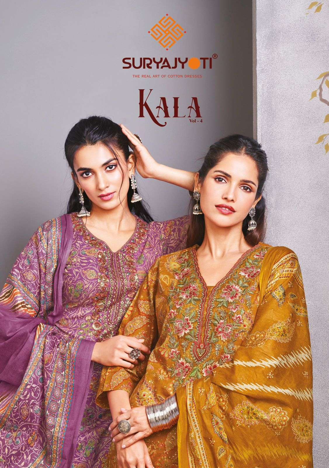  SURYAJYOTI KALA STITCH VOL 4 COTTON PRINT WITH FANCY WORK LADIES SUIT