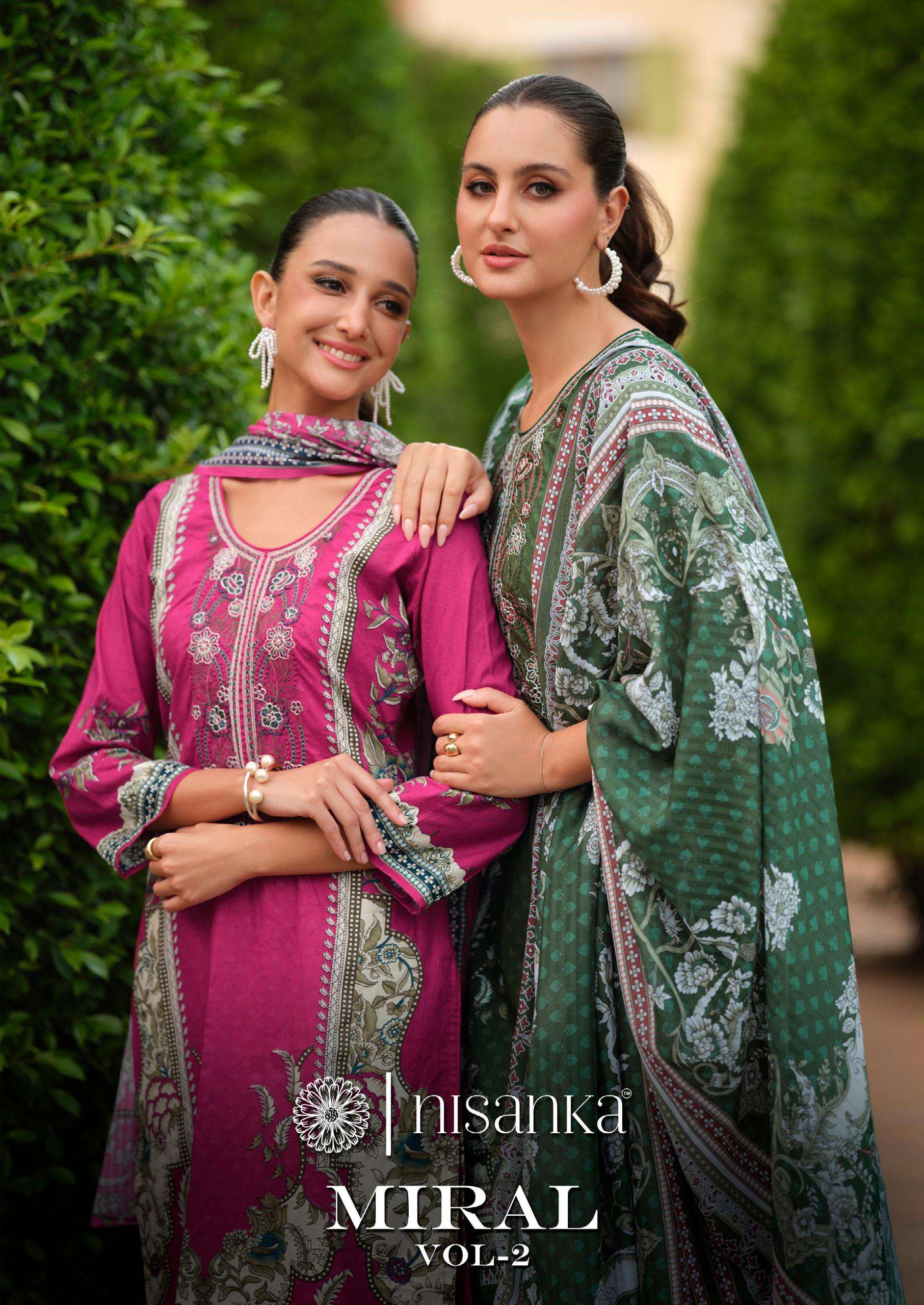 THE HERMITAGE SHOP MIRAAL LUXURY LAWN VOL 2 LAWN COTTON DIGITAL PRINT WITH FANCY WORK SUIT