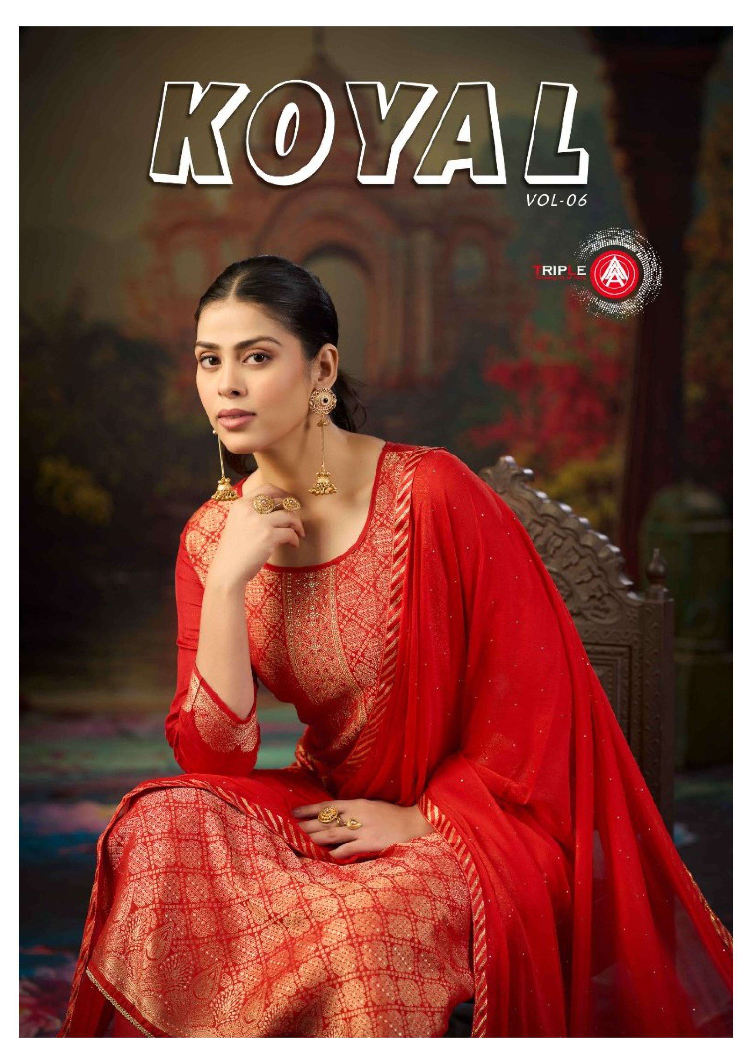  TRIPLE AAA KOYAL VOL 6 MUSLIN JACQUARD DESIGNER WORK SUIT