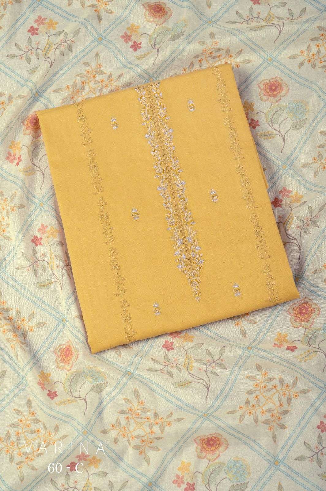 VARINA FAB D NO 60 LAWN COTTON HEAVY EMBROIDERY DESIGNER WORK SUIT