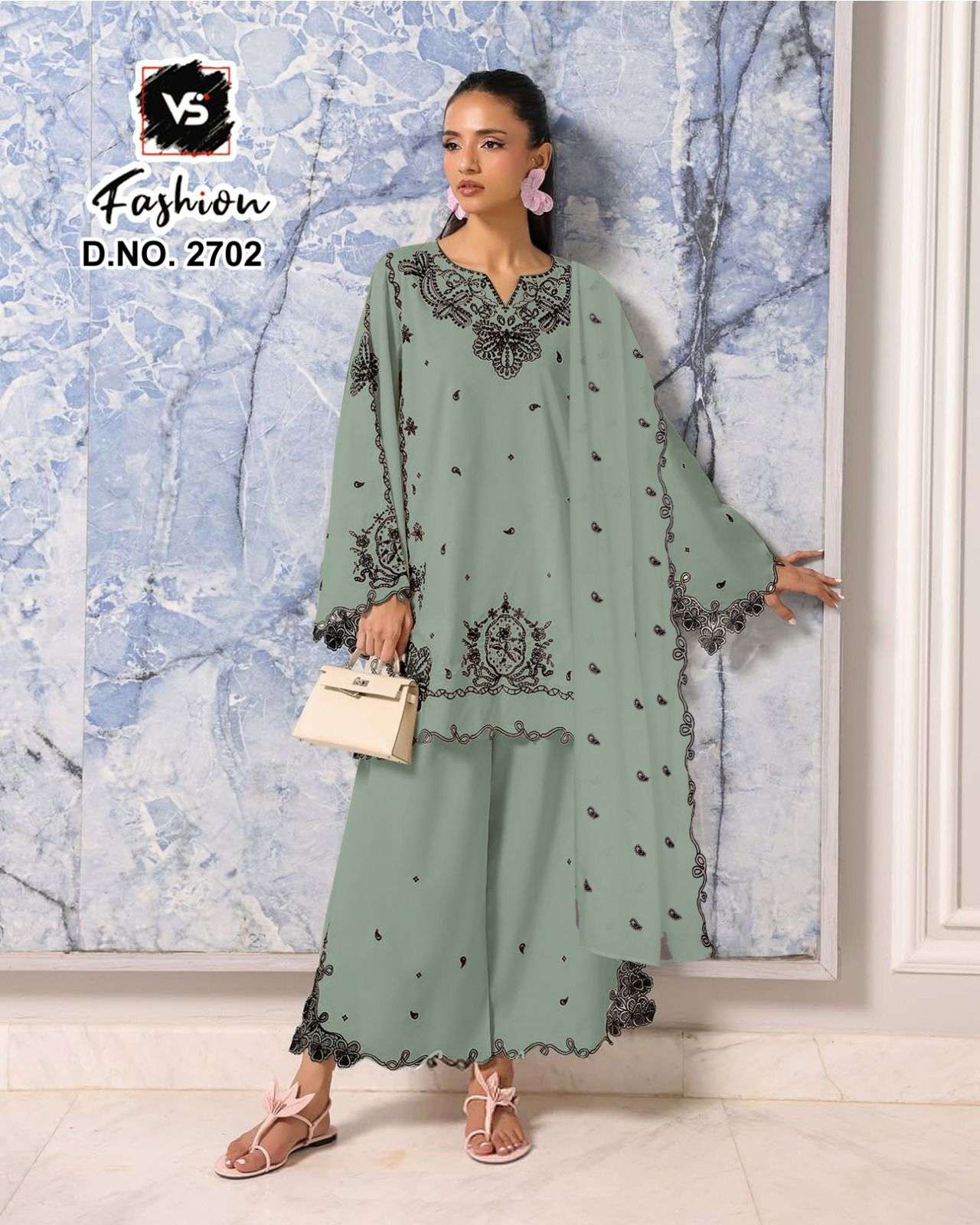 VS FASHION D NO 2702 GEORGETTE HEAVY EMBRIDERY DESIGNER PAKISTANI STYLE SUIT