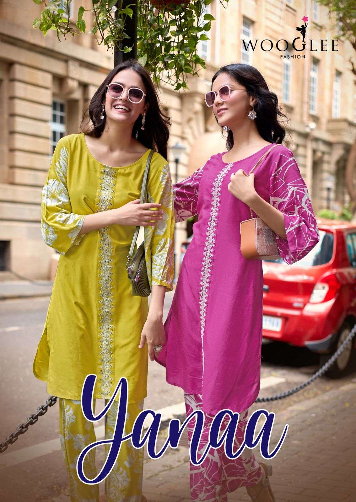 WOOGLEE YANAA RAYON FANCY WORKS LADIES KURTI WITH BOTTOM PAIR 