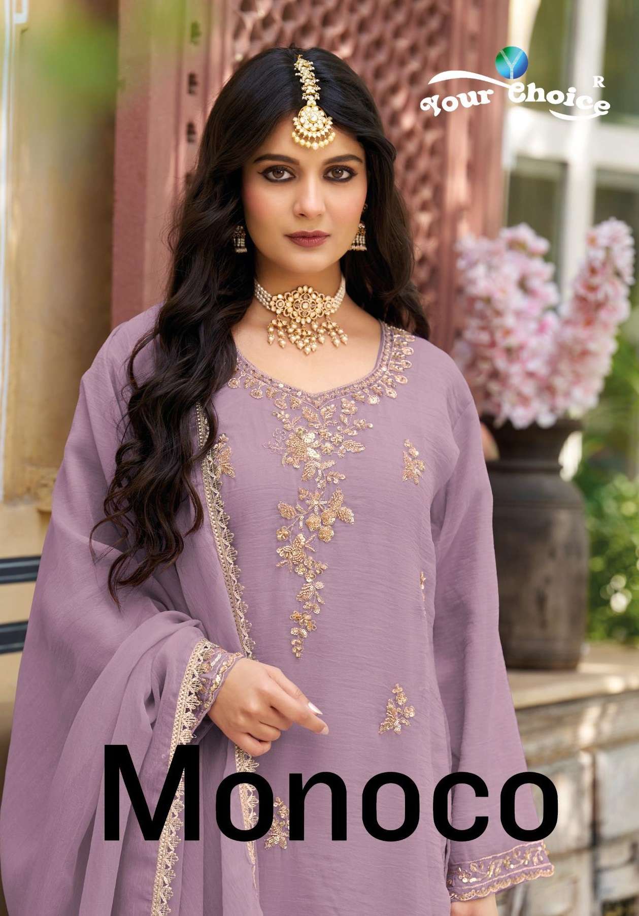 YOUR CHOICE MONOCO SILK HEAVY EMBROIDERD DESIGNER WEDDING WEAR LADIES SUIT