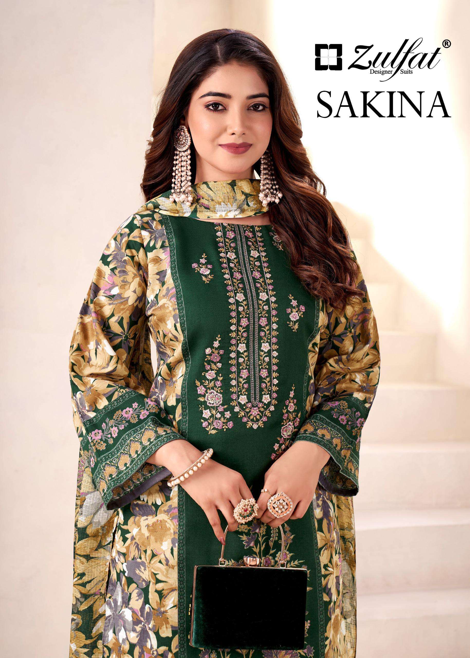 ZULFAT DESIGNER SUITS SAKINA JAM COTTON PRINT WITH FANCY EMBROIDERY WORK SUIT