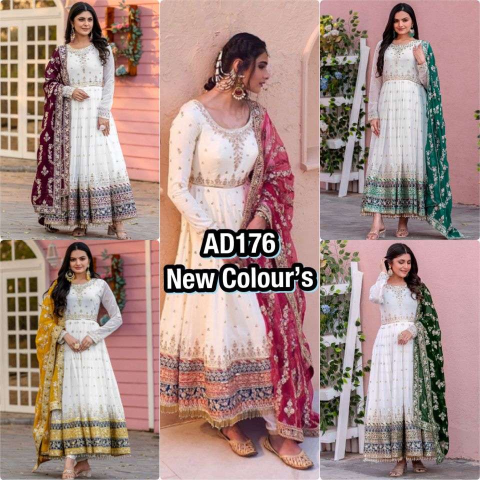  AD 176 GEORGETTE HEAVY EMBROIDERED DESIGNER PARTY WEAR GOWN SUIT