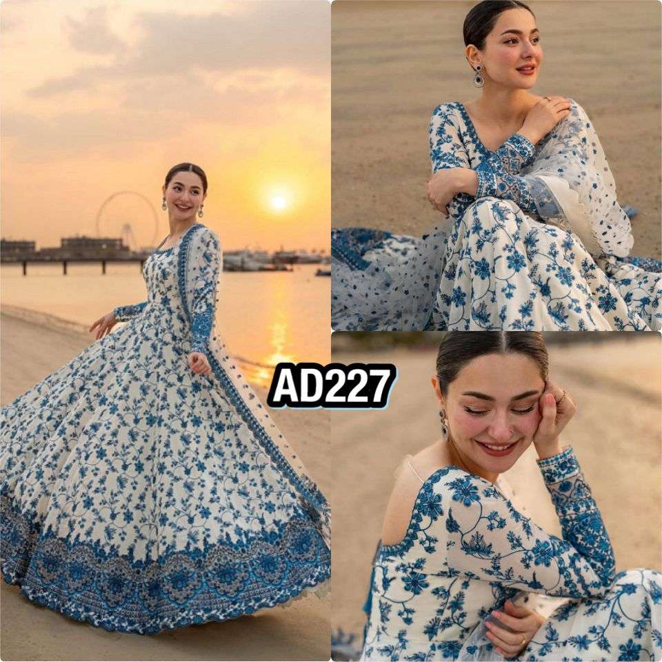 AD 227 GEORGETTE DESIGNER DESIGNER WORK EID WEAR LONG GOWN STYLE PAKISTANI SUIT