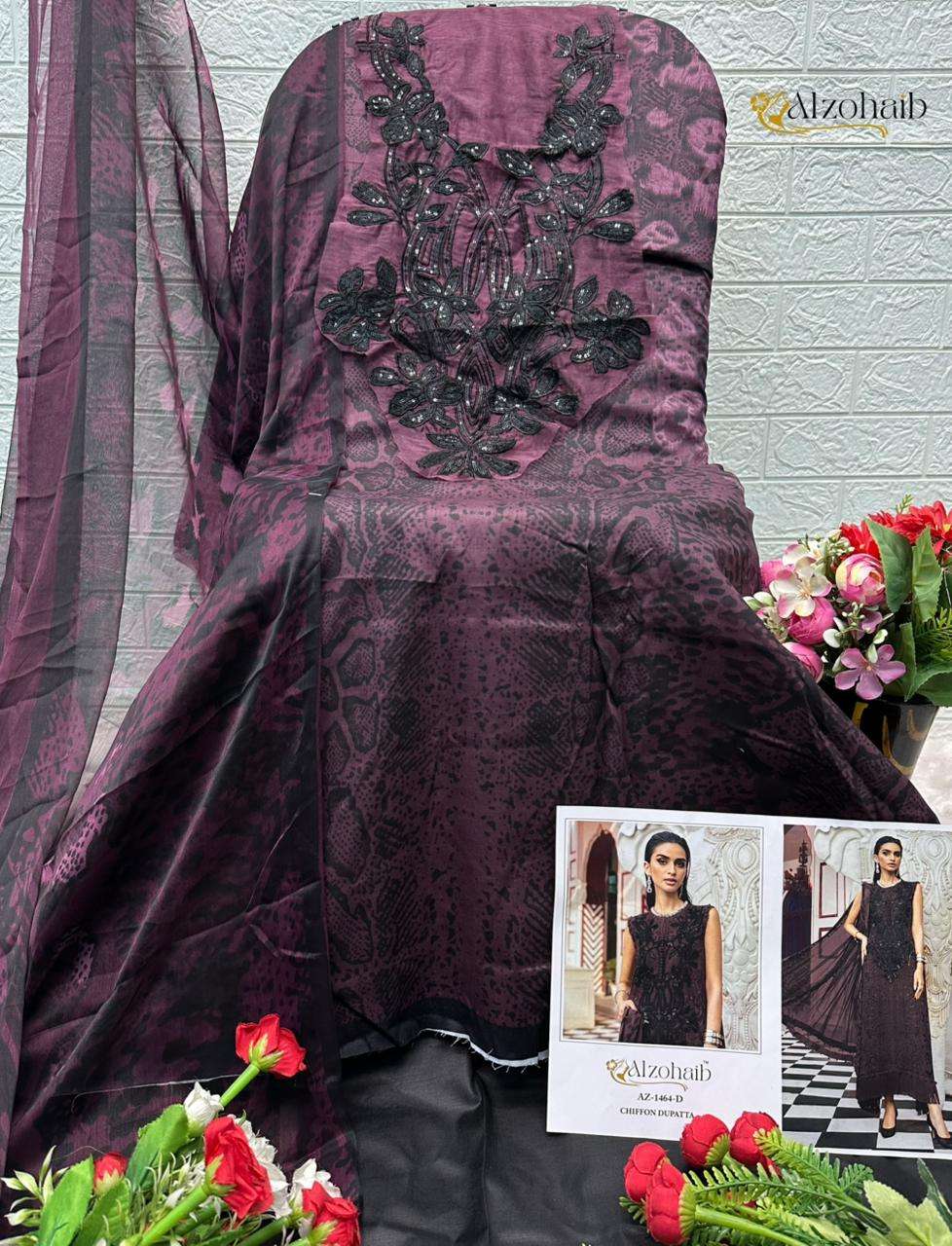 AL ZOHAIB D NO 1456 SERIES COTTON PATCH EMBROIDERY WORK SALWAR KAMEEZ 