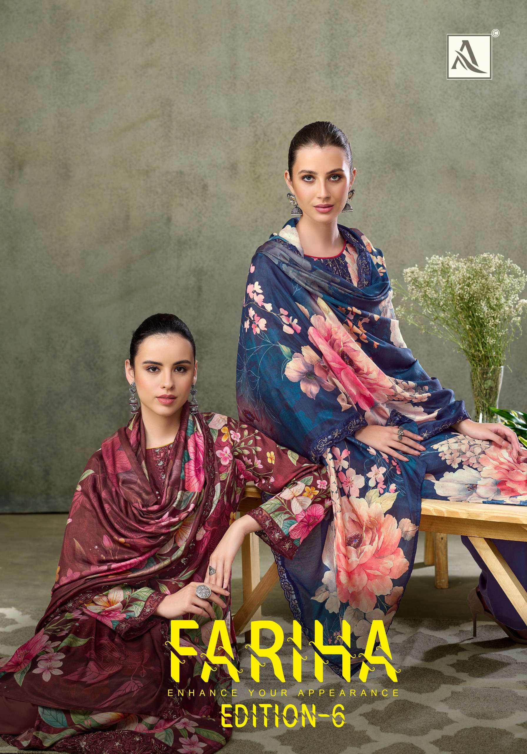 ALOK SUITS FARIHA EDITION VOL 6 MUSLIN DIGITAL PRINT WITH FANCY WORK SUIT